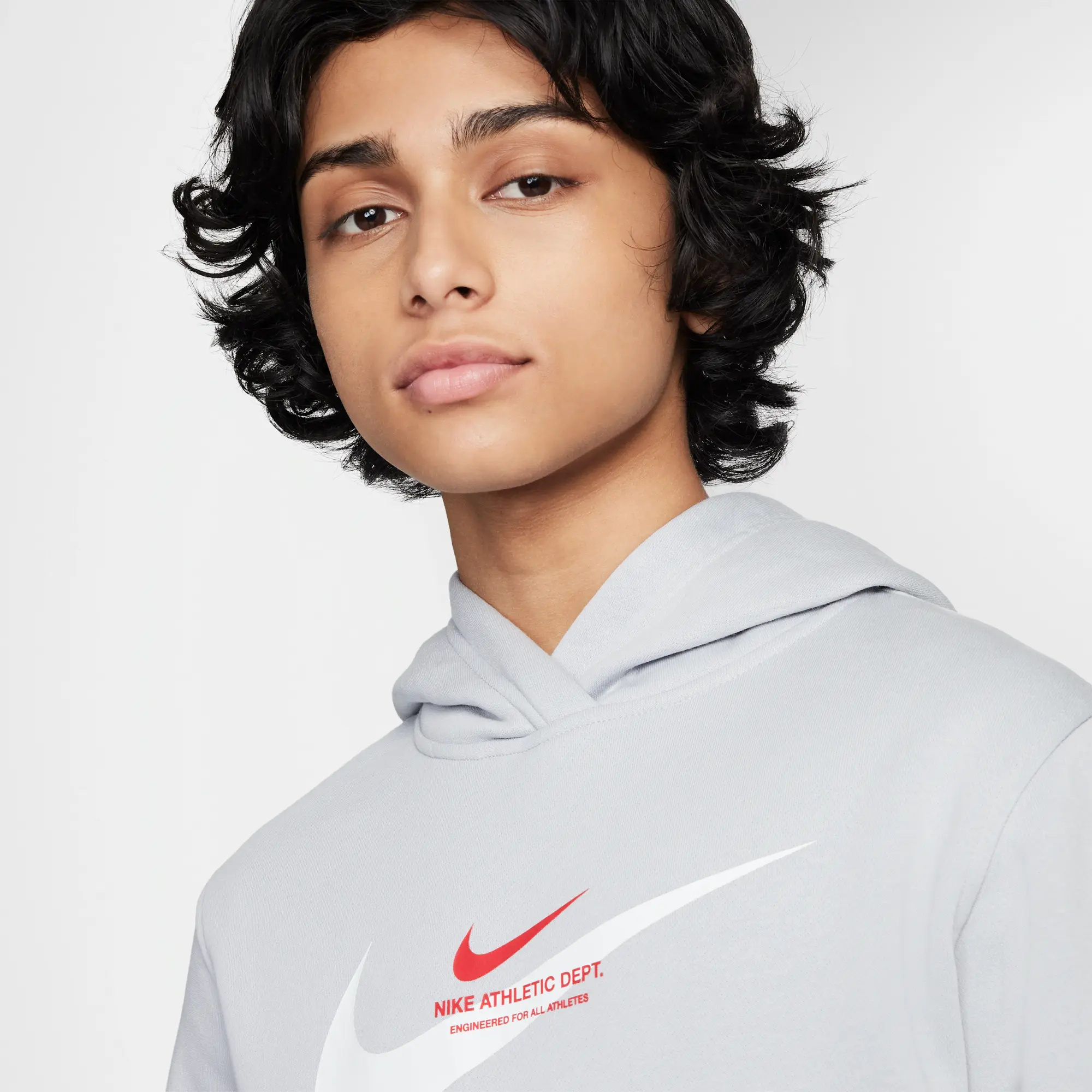 Nike Sportswear Older Kids' Fleece Pullover Hoodie - Grey - Cotton/Polyester