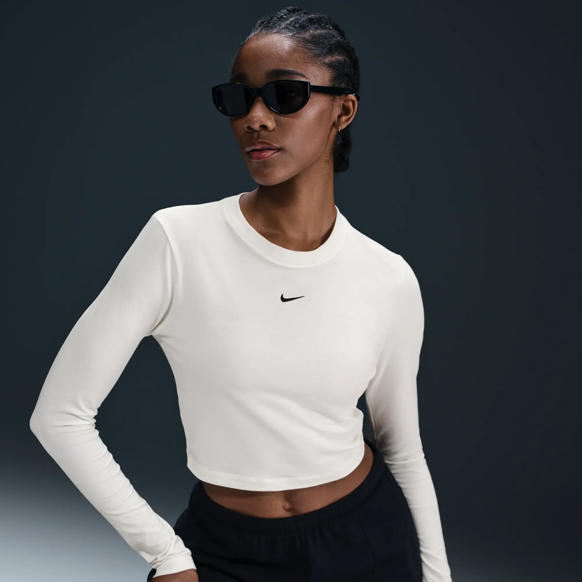 Nike Sportswear Chill Knit Women's Slim Long-Sleeve Cropped Top - White - Modal/Cotton/Elastane