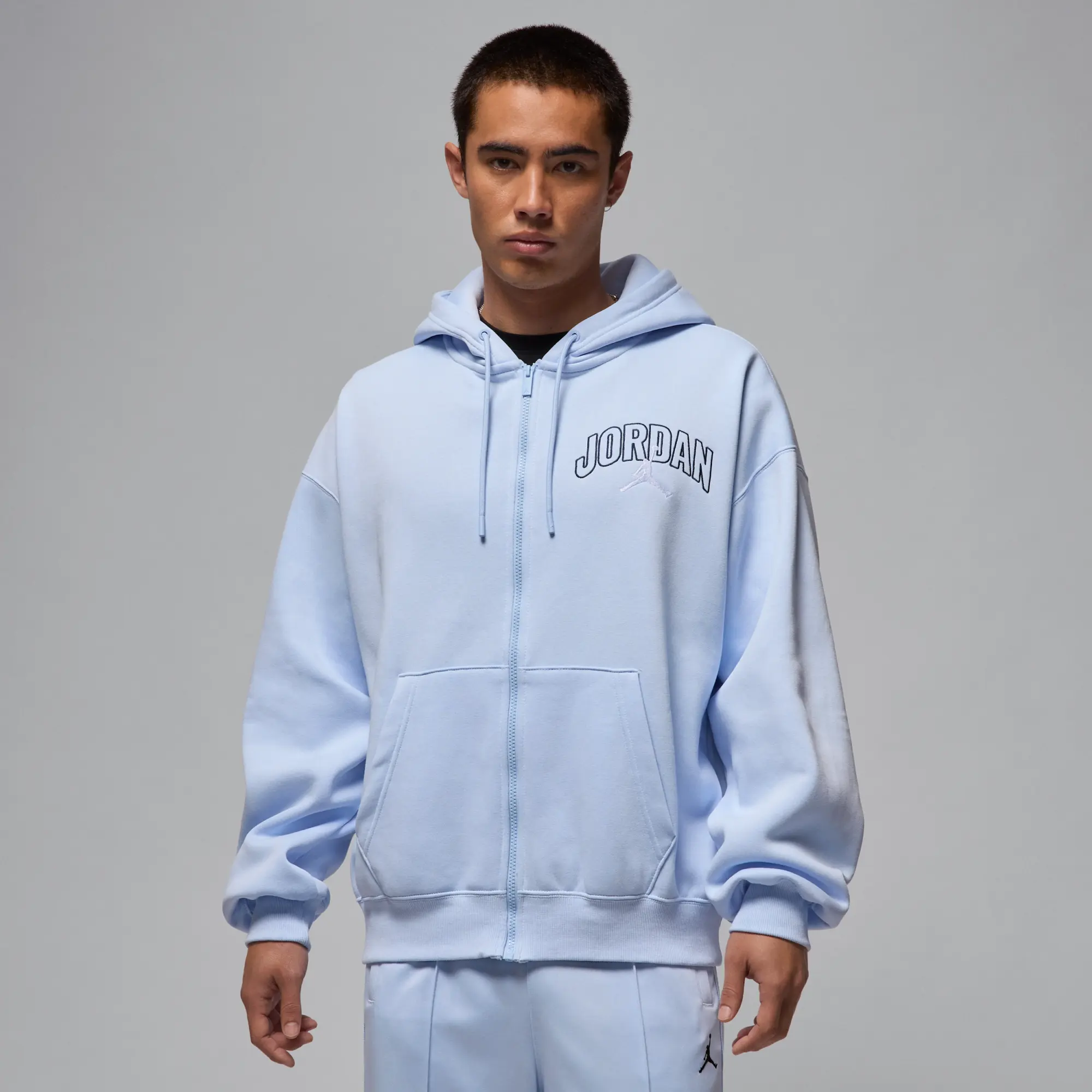 Nike Jordan Brooklyn Fleece Men's Oversized Full-Zip Hoodie - Blue - Cotton/Polyester