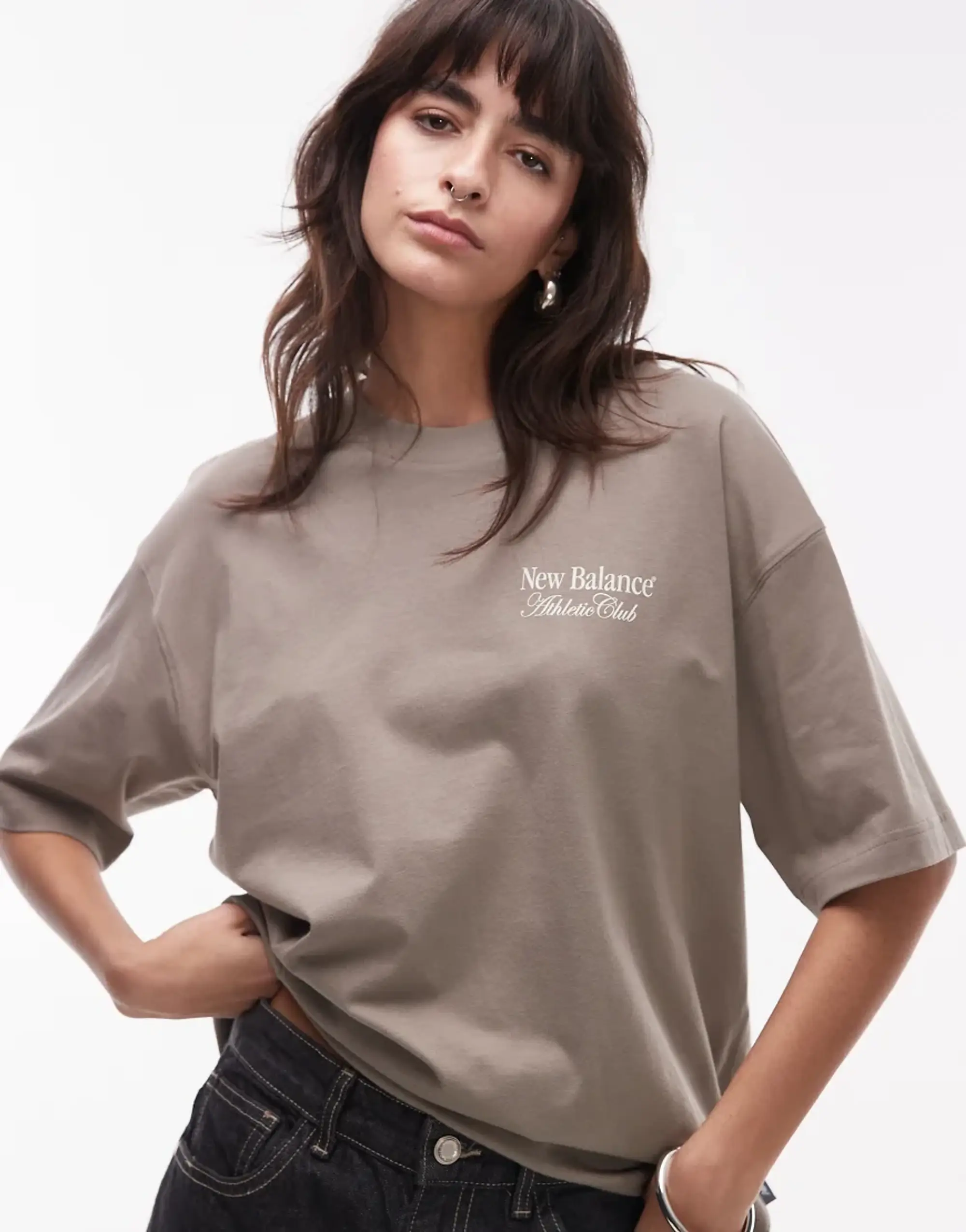 New Balance Graphic Oversized T-Shirt In Grey