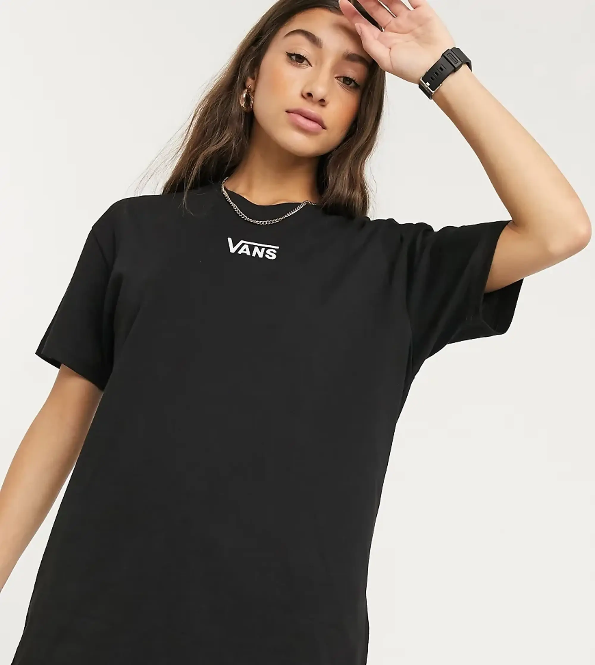 Vans Oversized Chest Logo T-Shirt In Black Exclusive At Asos