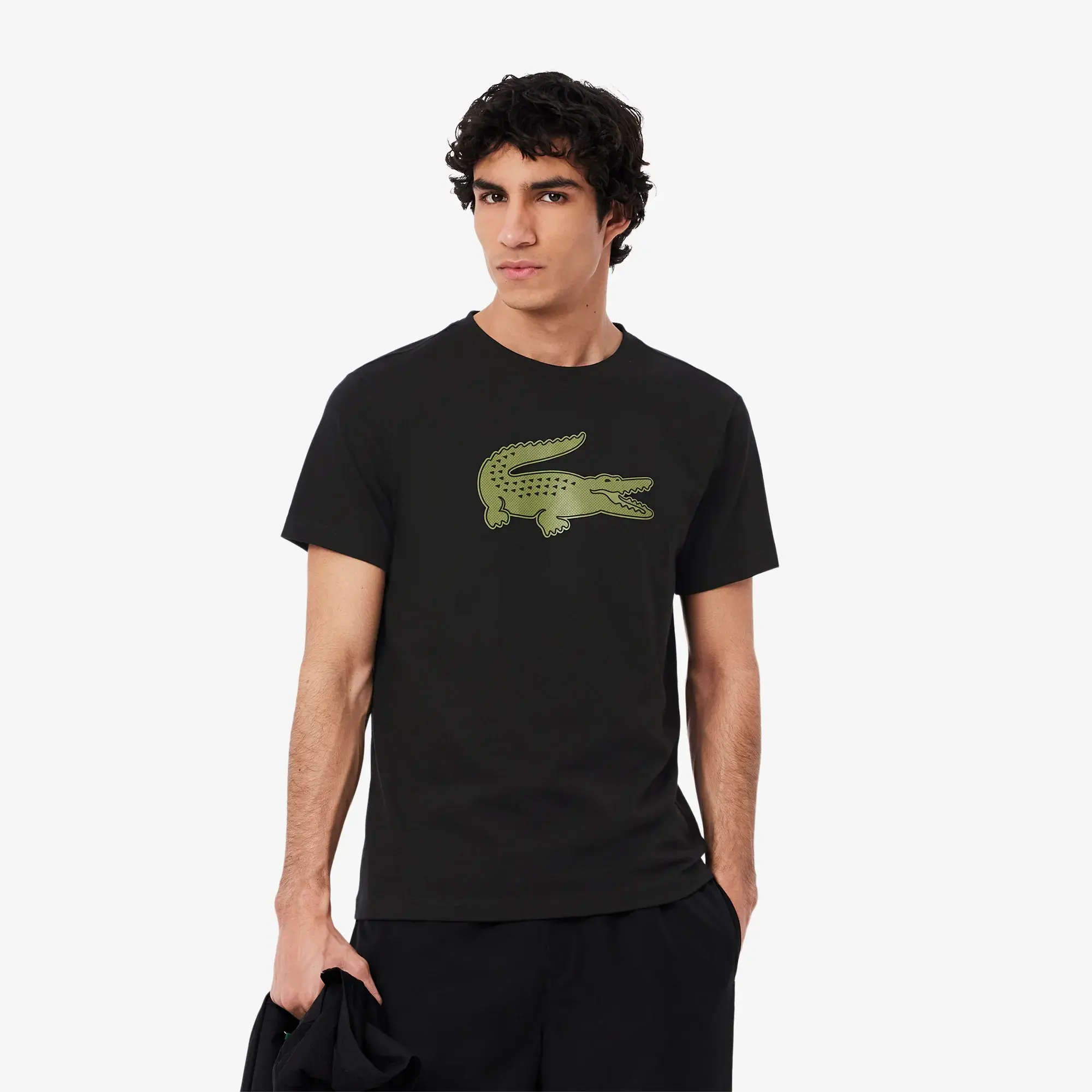 Lacoste Ultra Dry XXL Logo Sport T-shirt - Black / Khaki Green