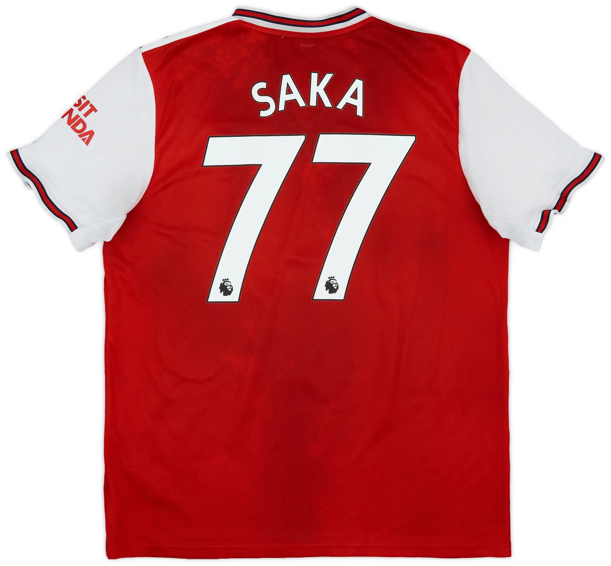 adidas 2019-20 Arsenal Home Shirt Saka #77 - 4/10 - (L)