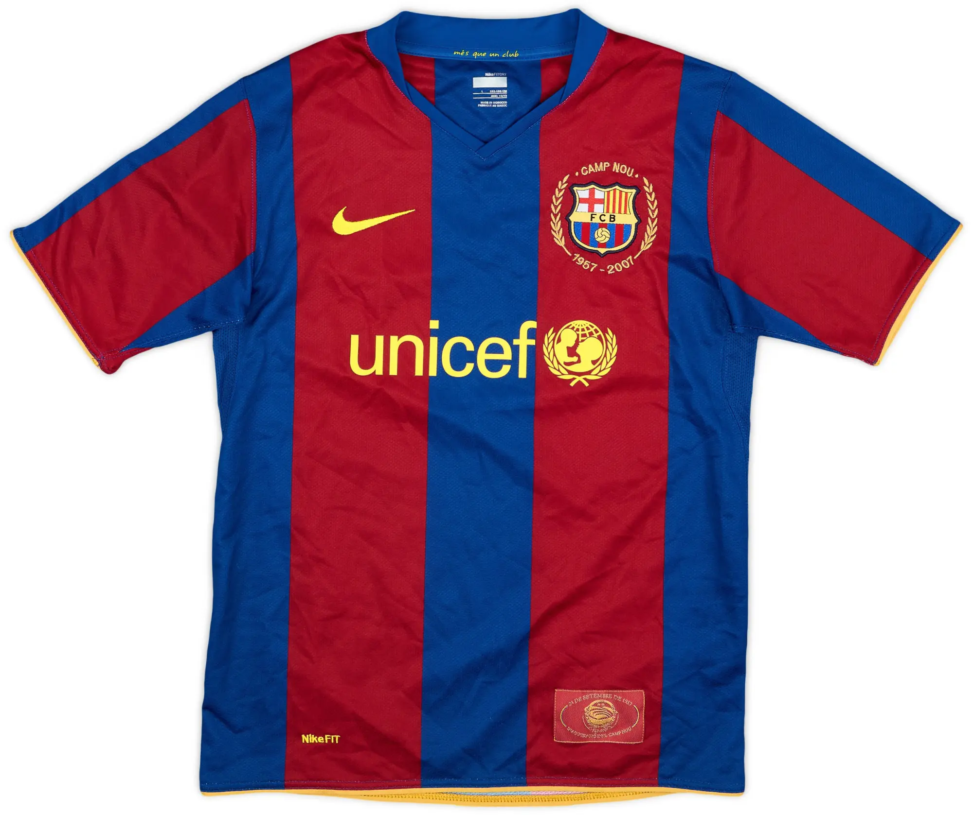 Nike 2007-08 Barcelona Home Shirt - 9/10 - (L.Boys)