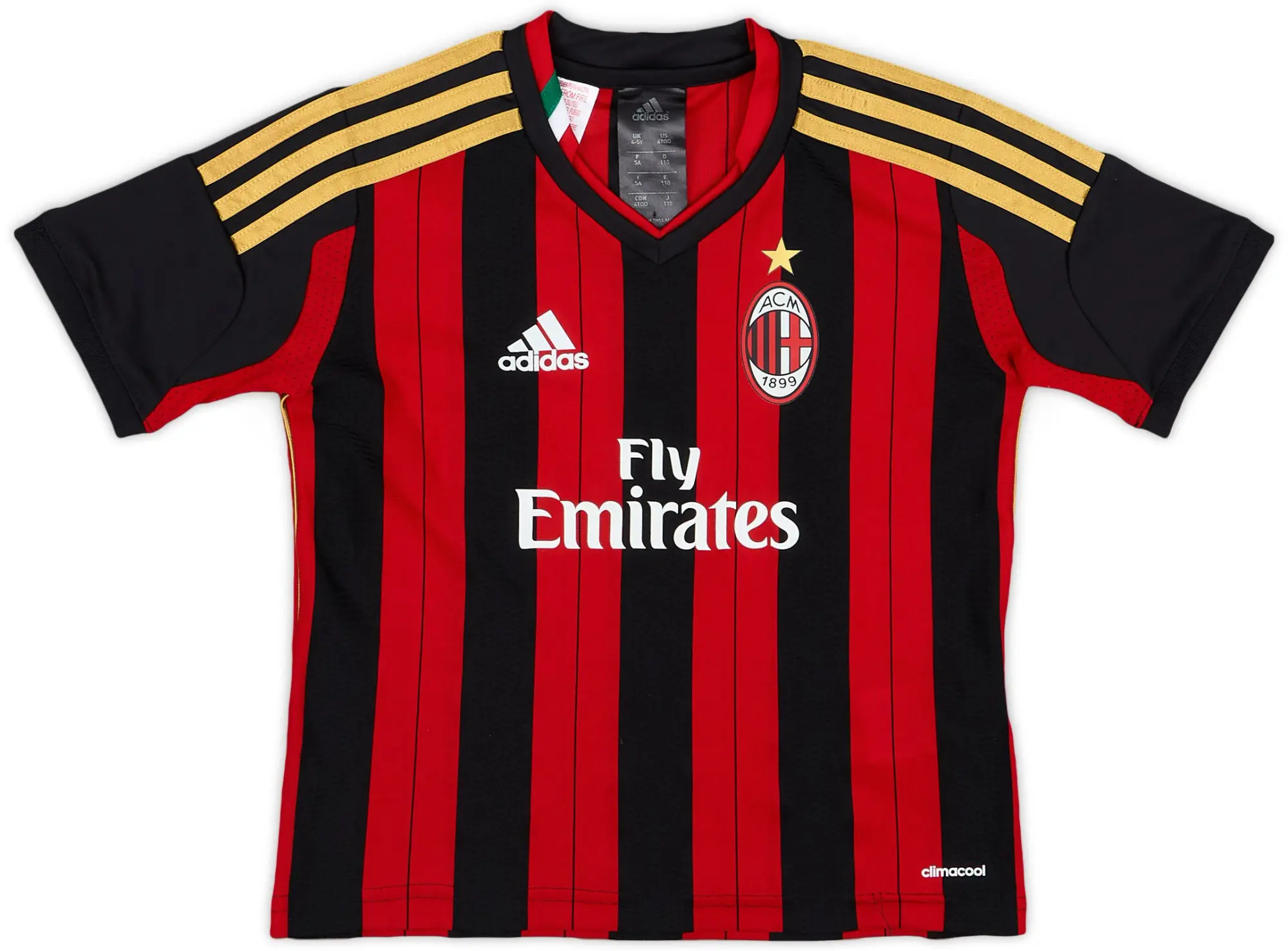 adidas 2013-14 AC Milan Home Shirt - 9/10 - (4-5 Years)