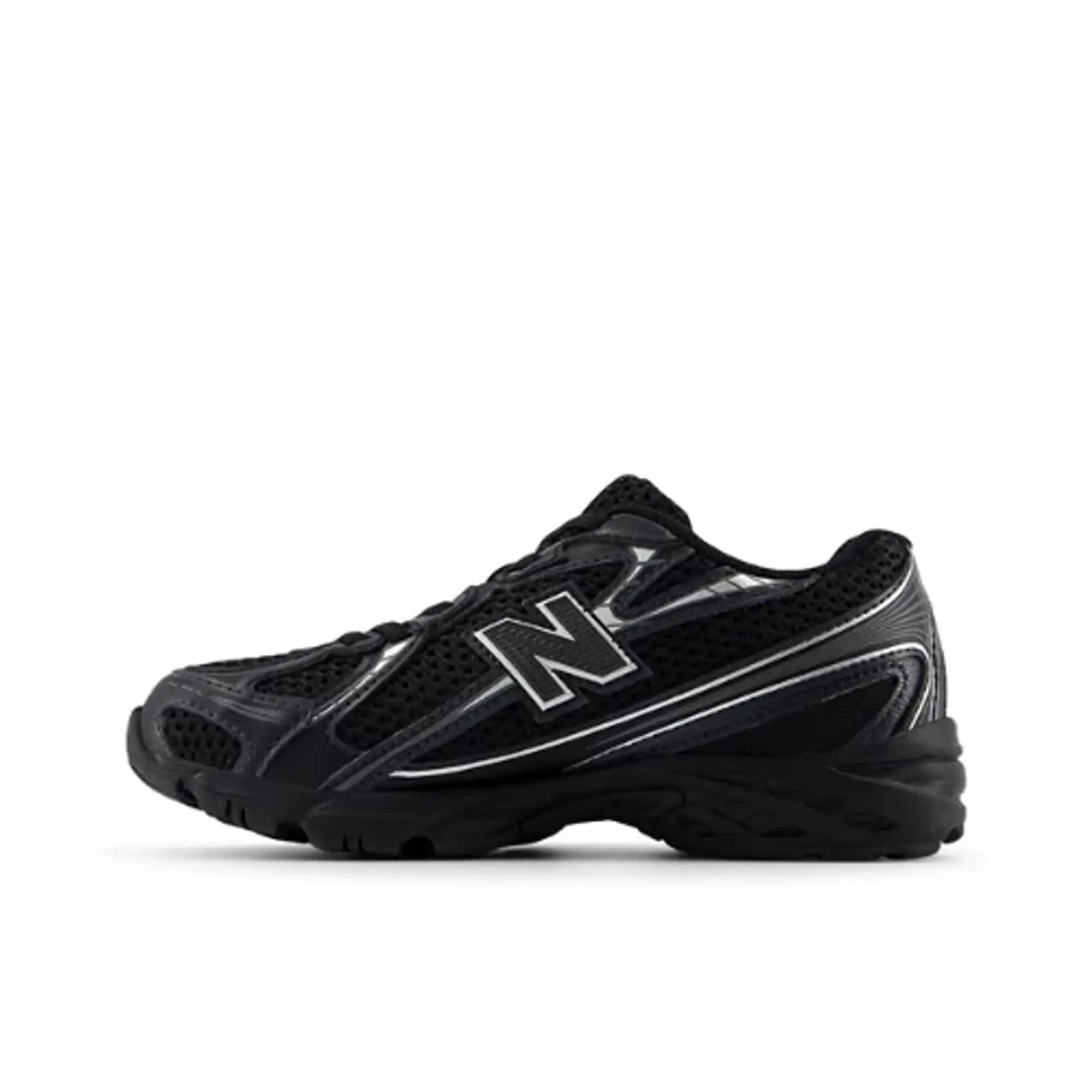 New Balance Kids' 740 BUNGEE LACE in Black/Grey Synthetic