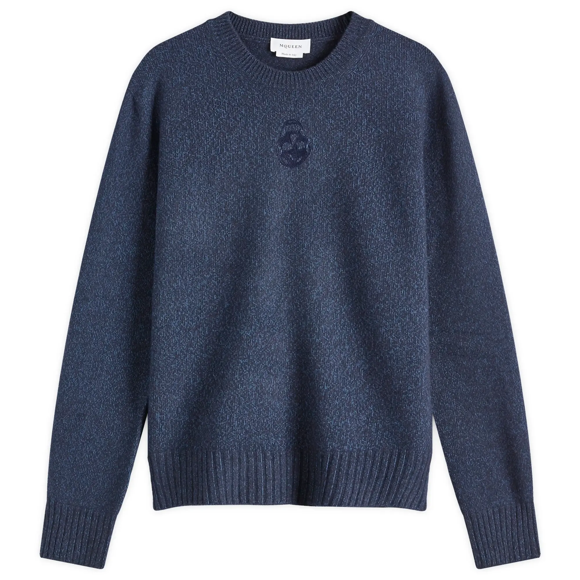 Alexander McQueen Men's Upside Down Skull Logo Jumper Navy/Indigo
