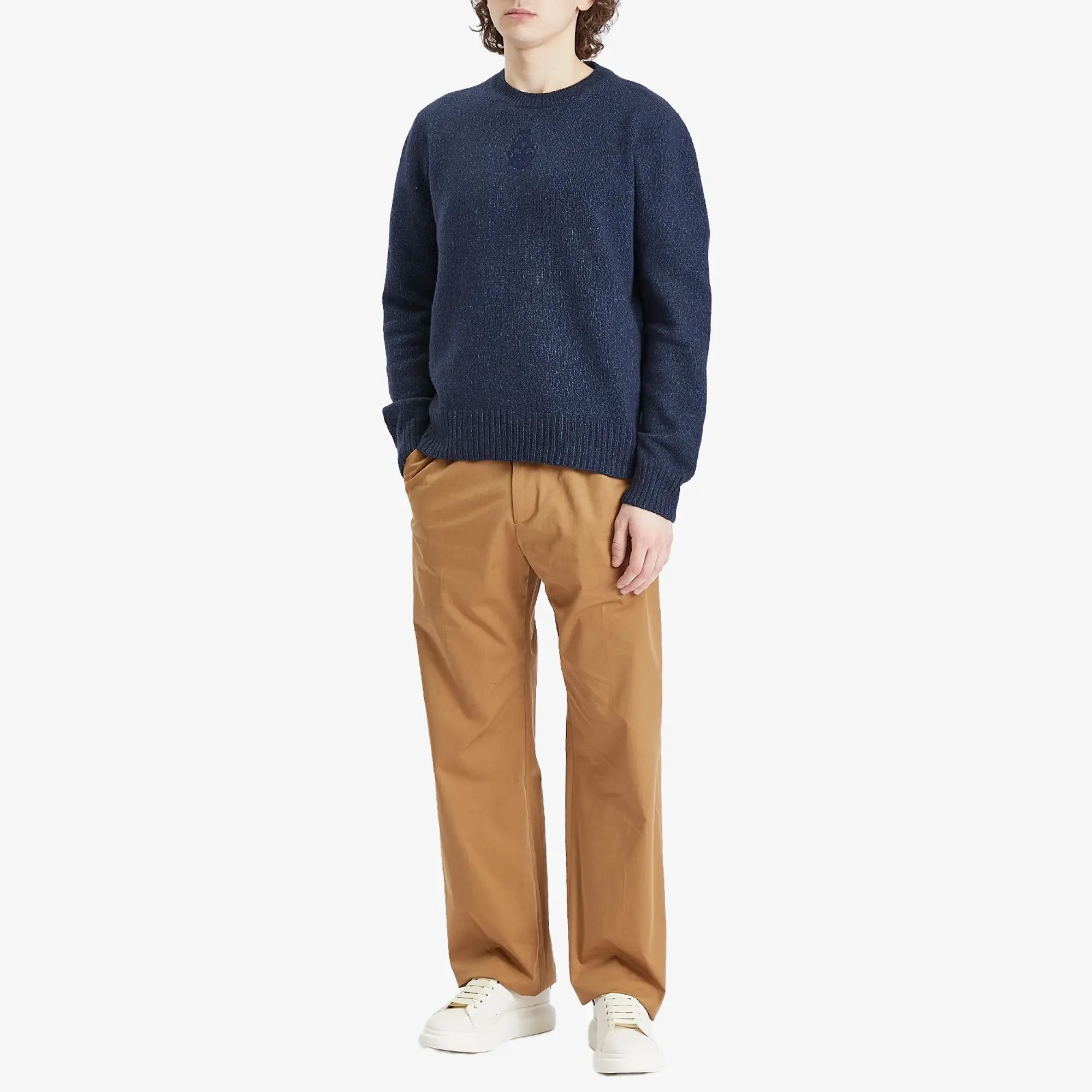 Alexander McQueen Men's Upside Down Skull Logo Jumper Navy/Indigo