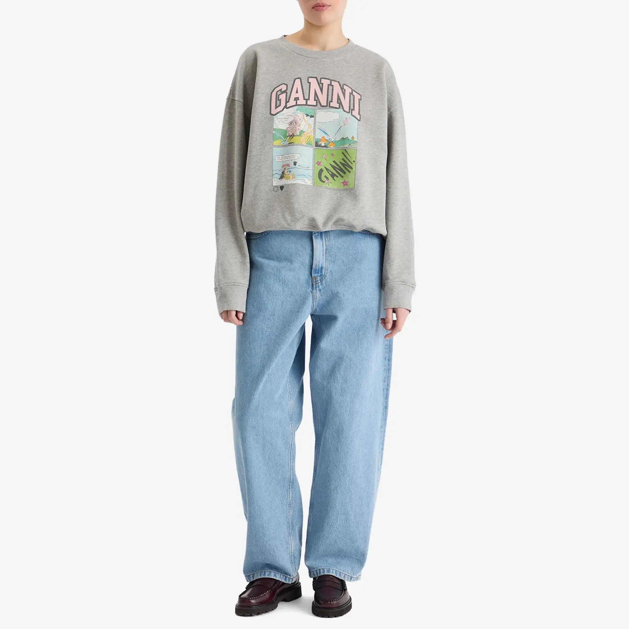 GANNI Women's Isoli BD Oversized Sweatshirt Paloma Melange
