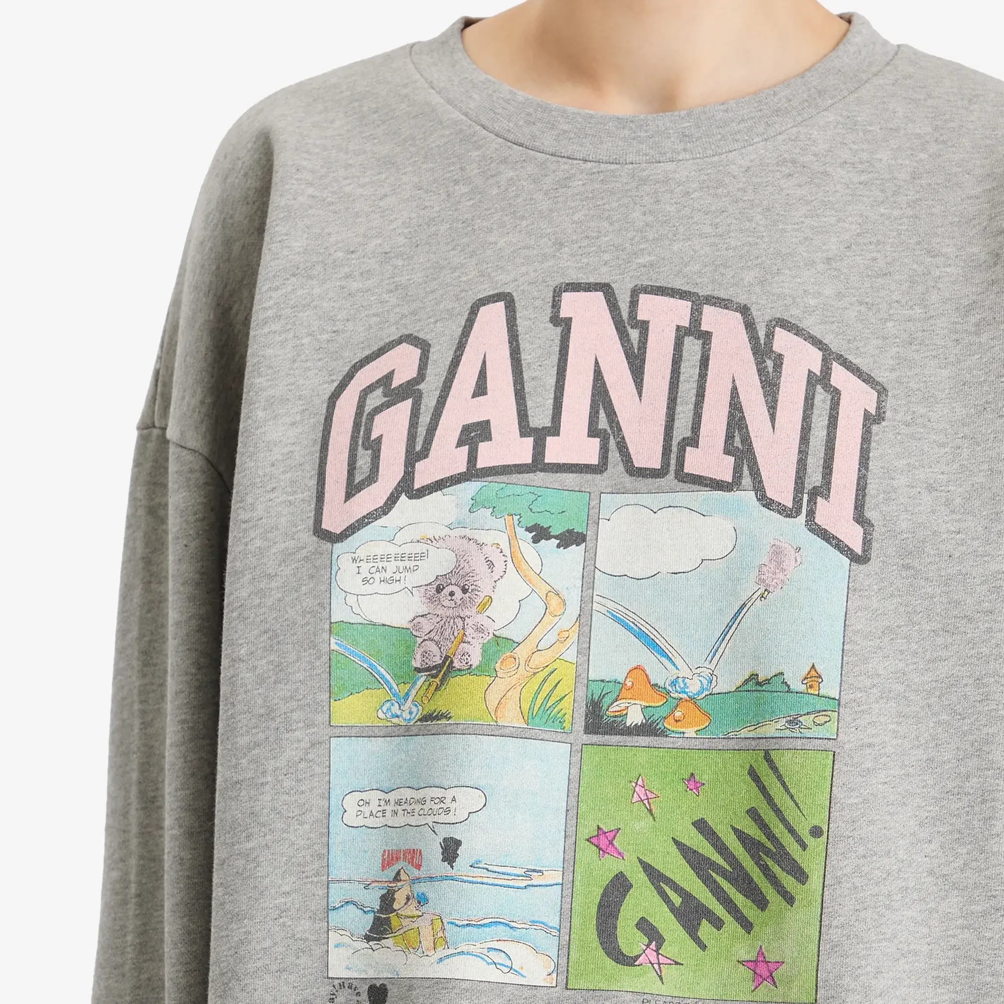 GANNI Women's Isoli BD Oversized Sweatshirt Paloma Melange