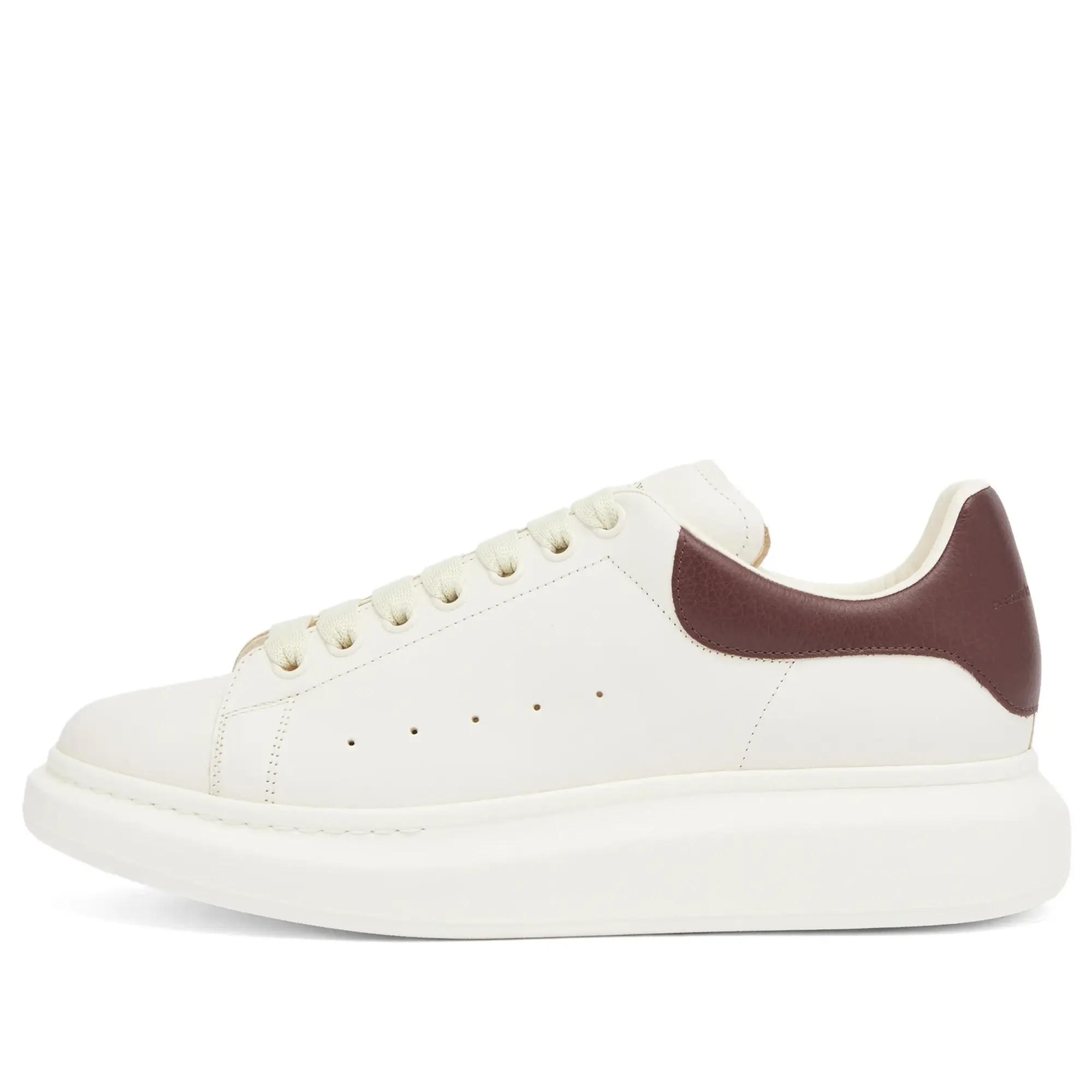 Alexander McQueen Men's Exaggerate Sole Leather Sneaker Off White/Bordeaux