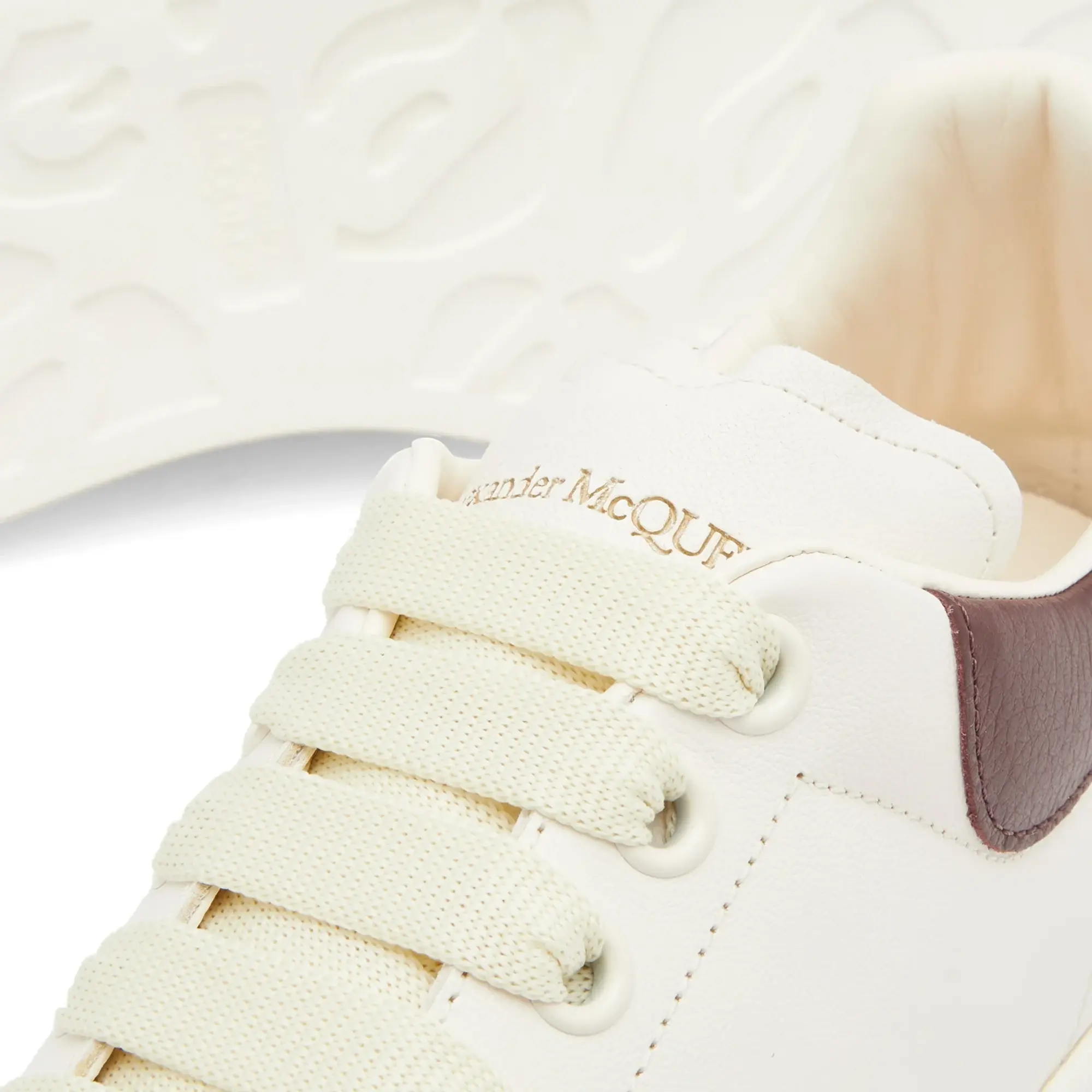 Alexander McQueen Men's Exaggerate Sole Leather Sneaker Off White/Bordeaux