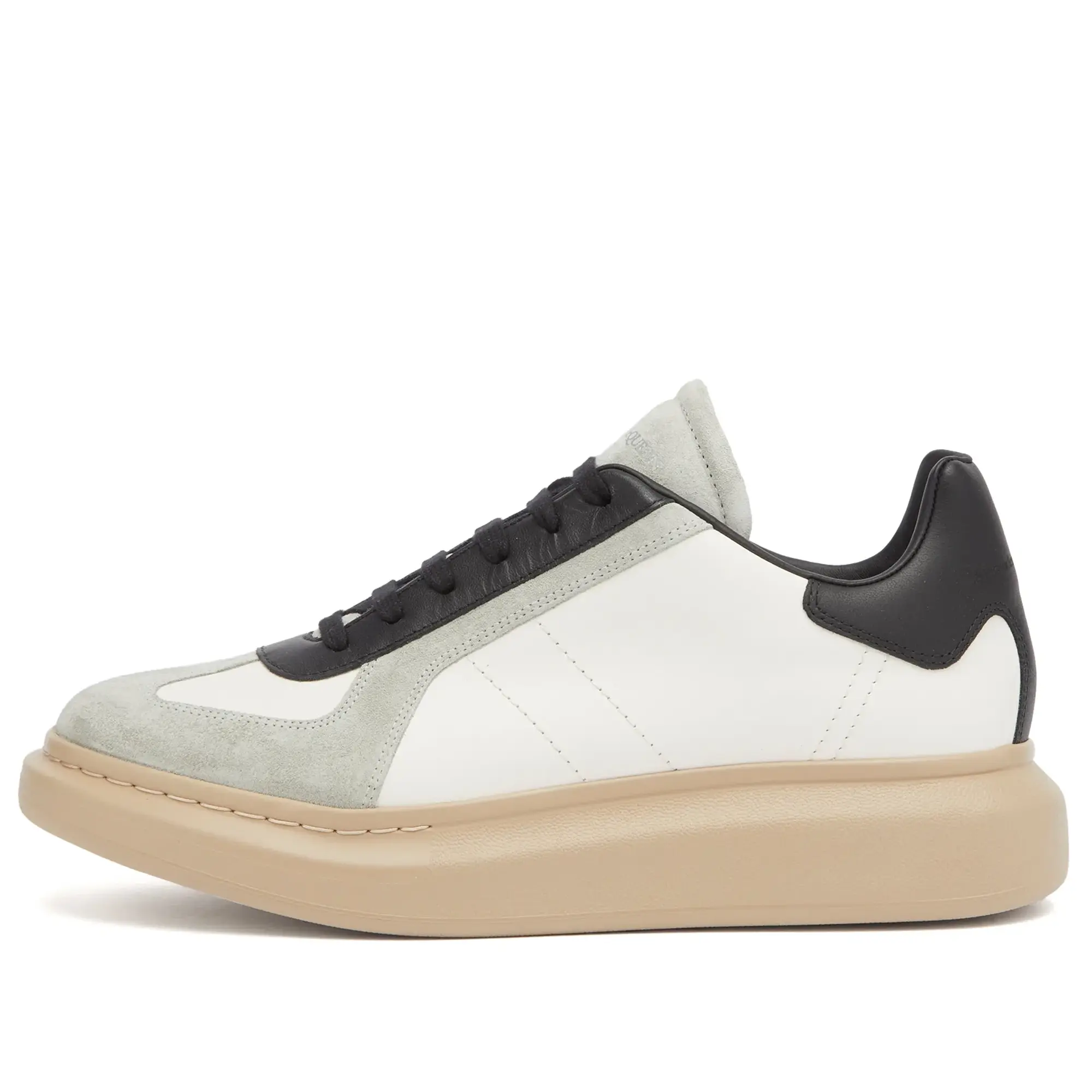 Alexander McQueen Men's Exaggerate Sole Suede & Leather Sneaker Off White/Grey/Black