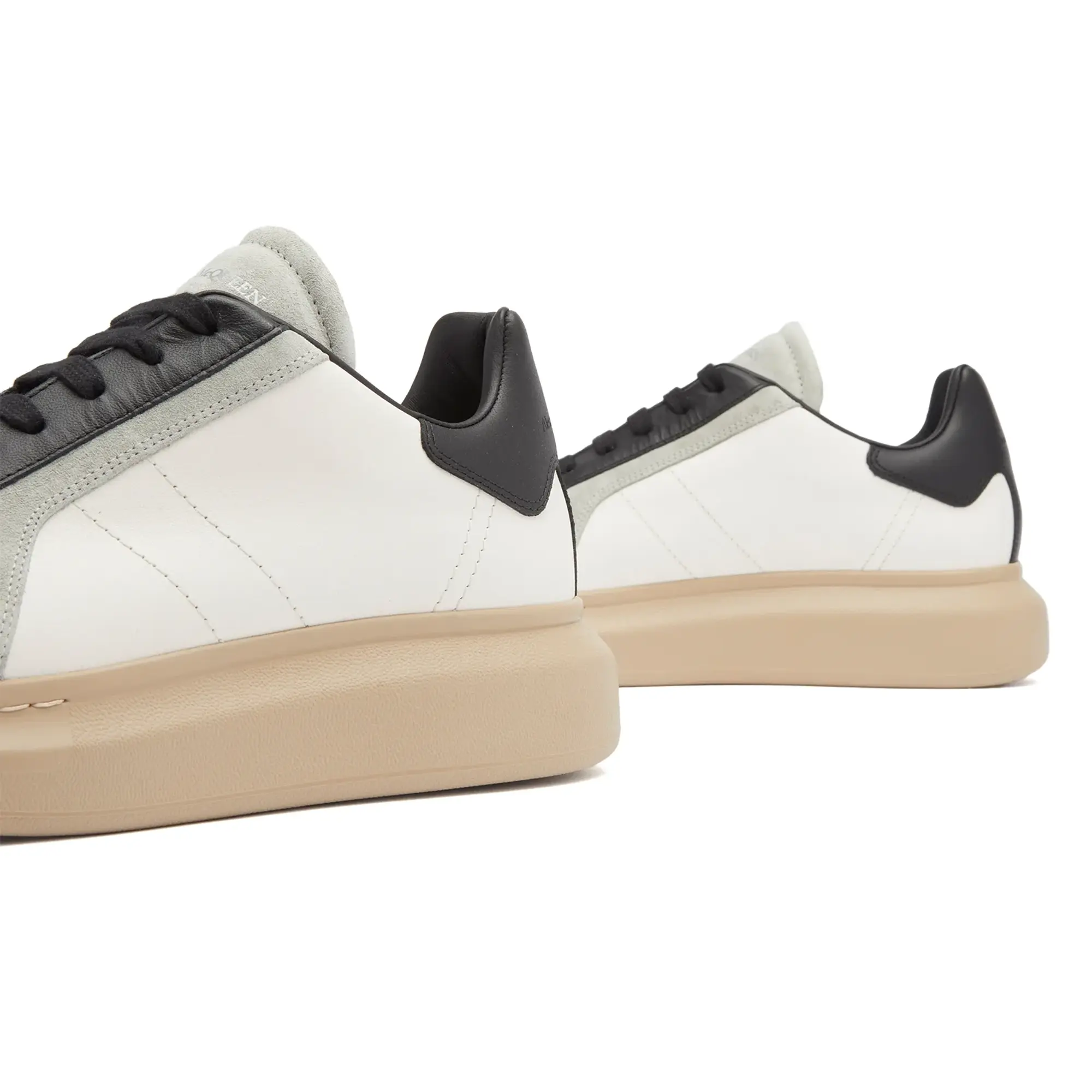 Alexander McQueen Men's Exaggerate Sole Suede & Leather Sneaker Off White/Grey/Black