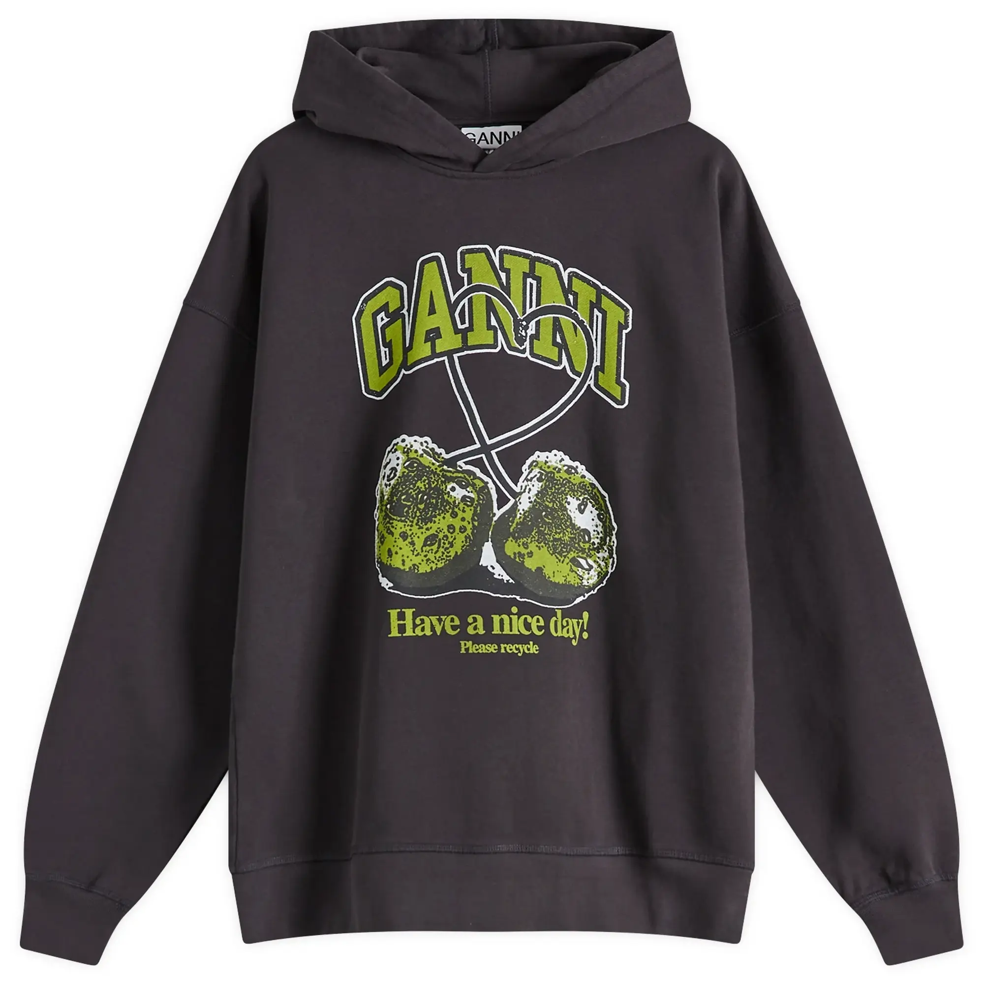 GANNI Women's Isoli Cherries Oversized Hoodie Phantom