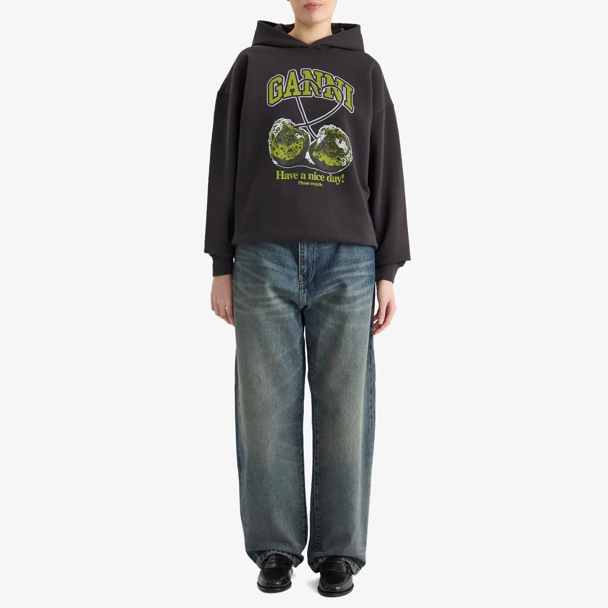 GANNI Women's Isoli Cherries Oversized Hoodie Phantom