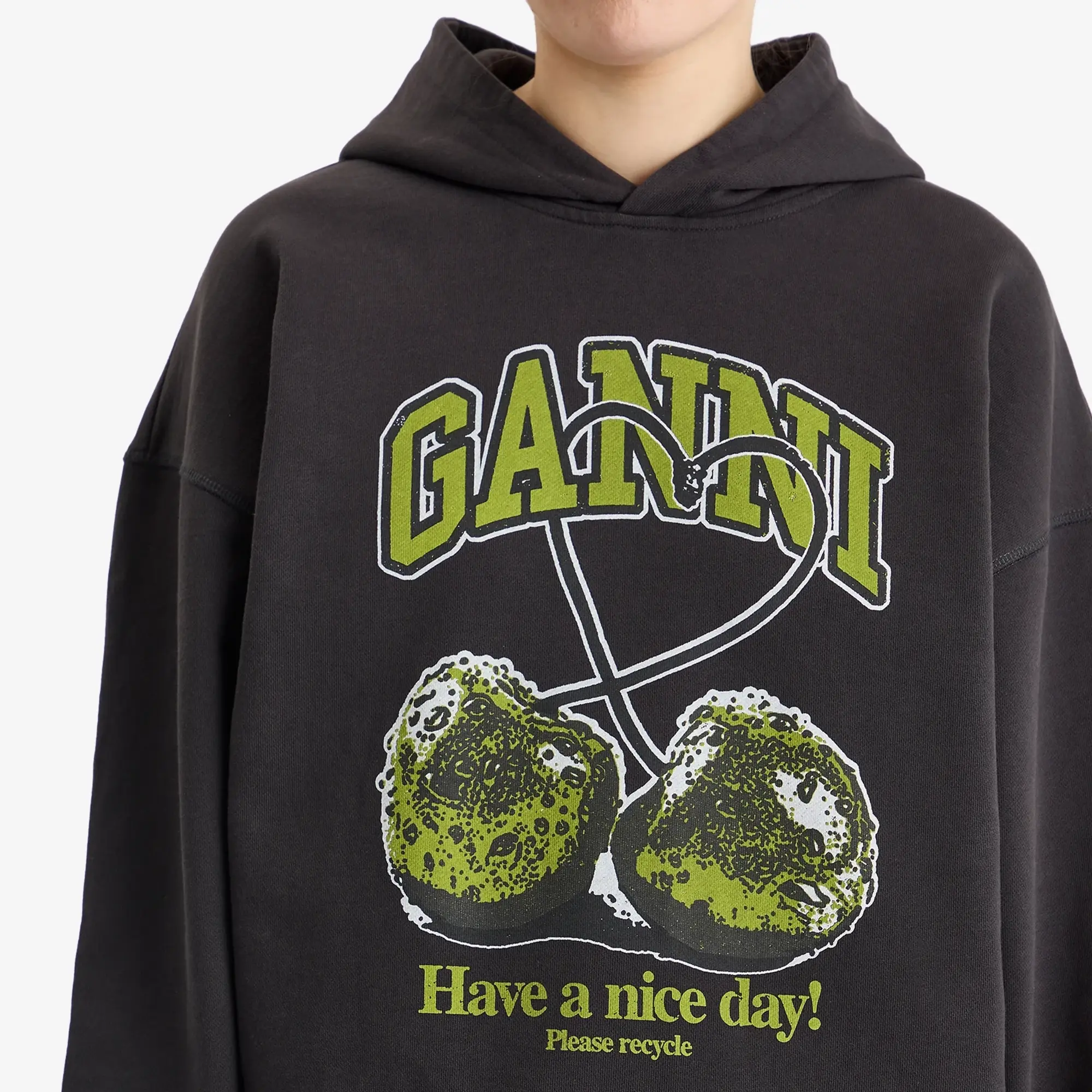 GANNI Women's Isoli Cherries Oversized Hoodie Phantom