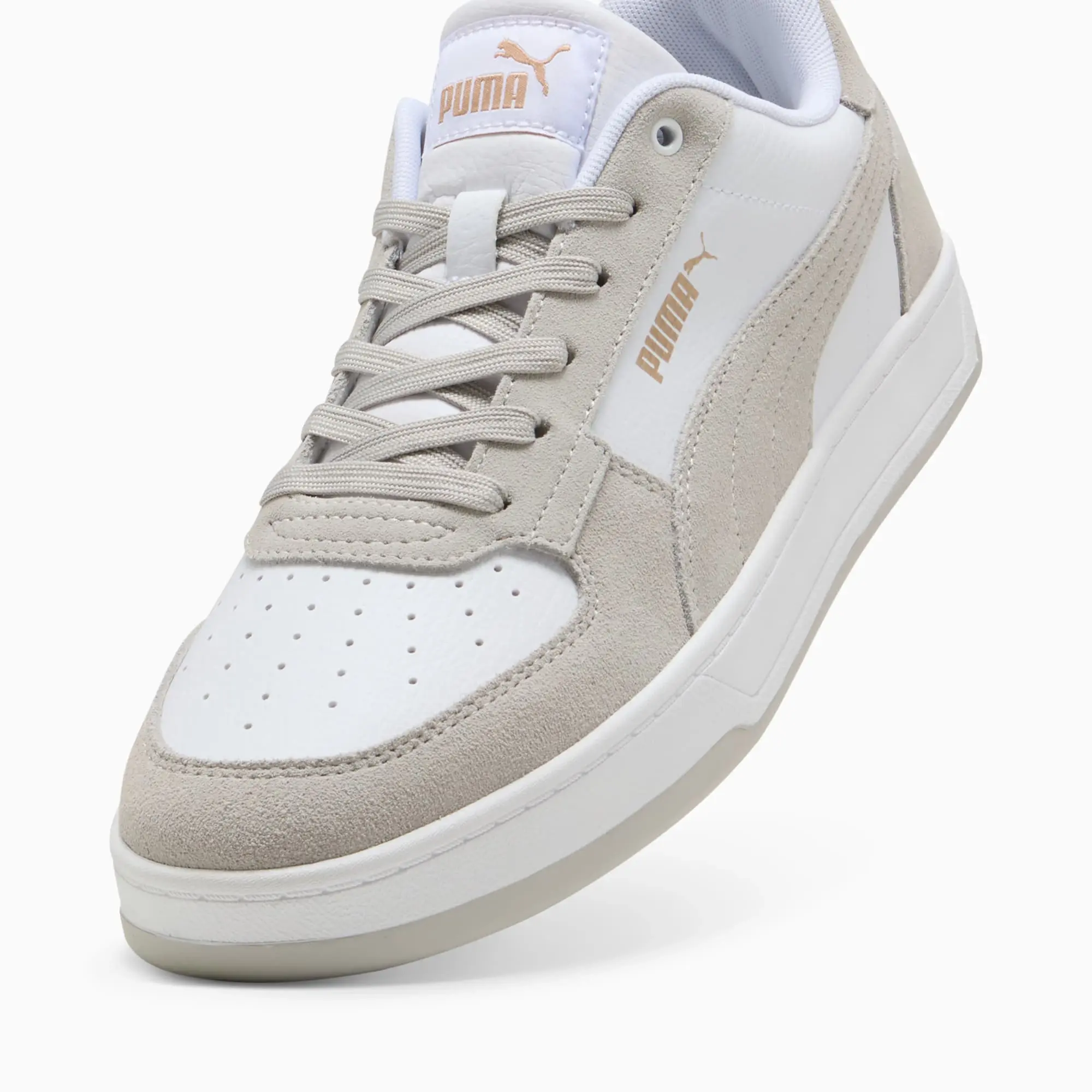 PUMA Caven 2.0 Mono Sneakers Unisex, White/Cool Light Grey/Gold