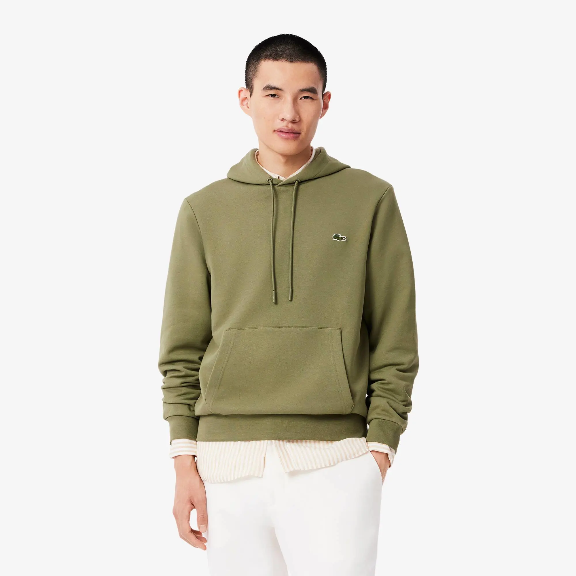 Lacoste Cotton Fleece Hoodie - Khaki Green