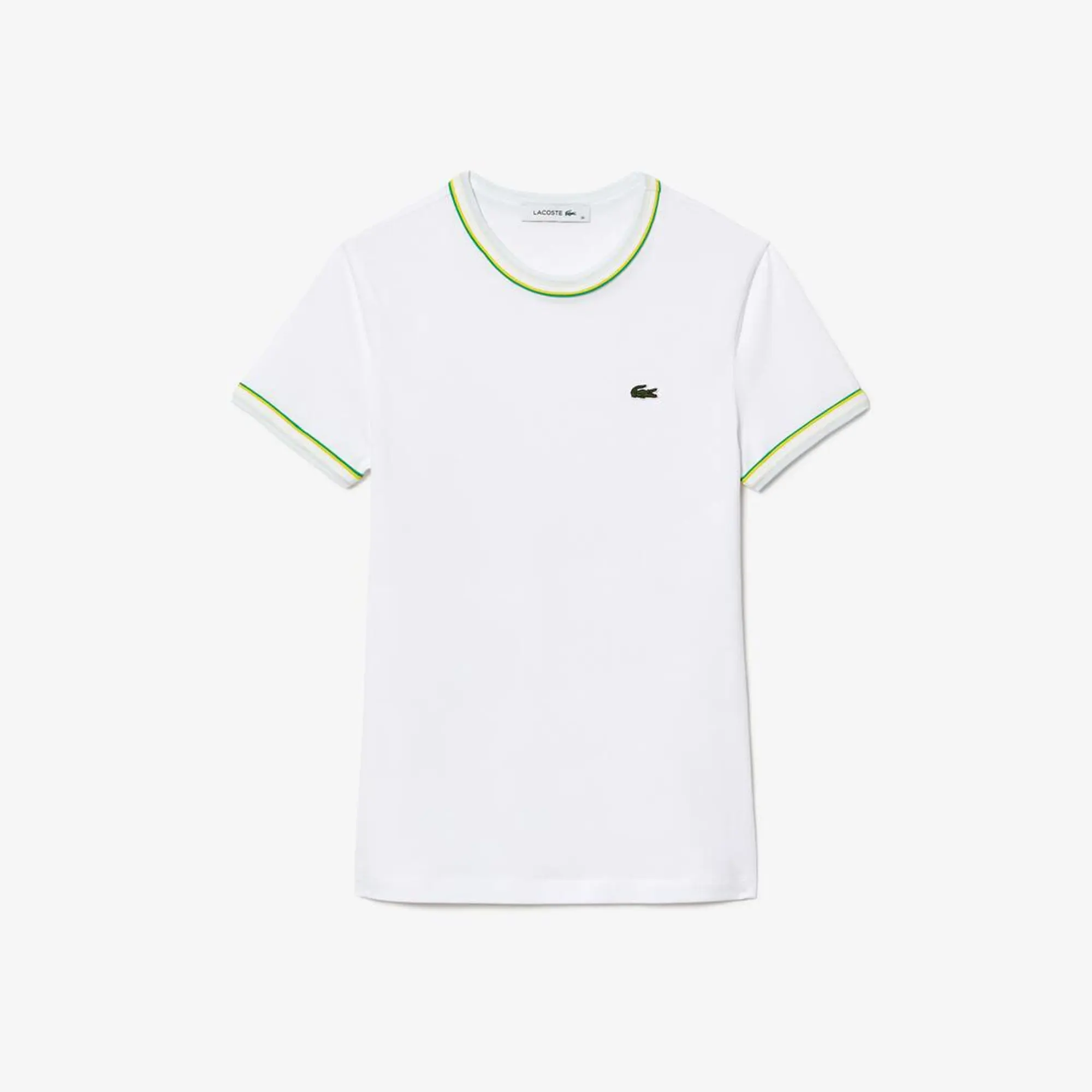 Lacoste Contrast Accent Jersey T-shirt - White / Yellow / Green