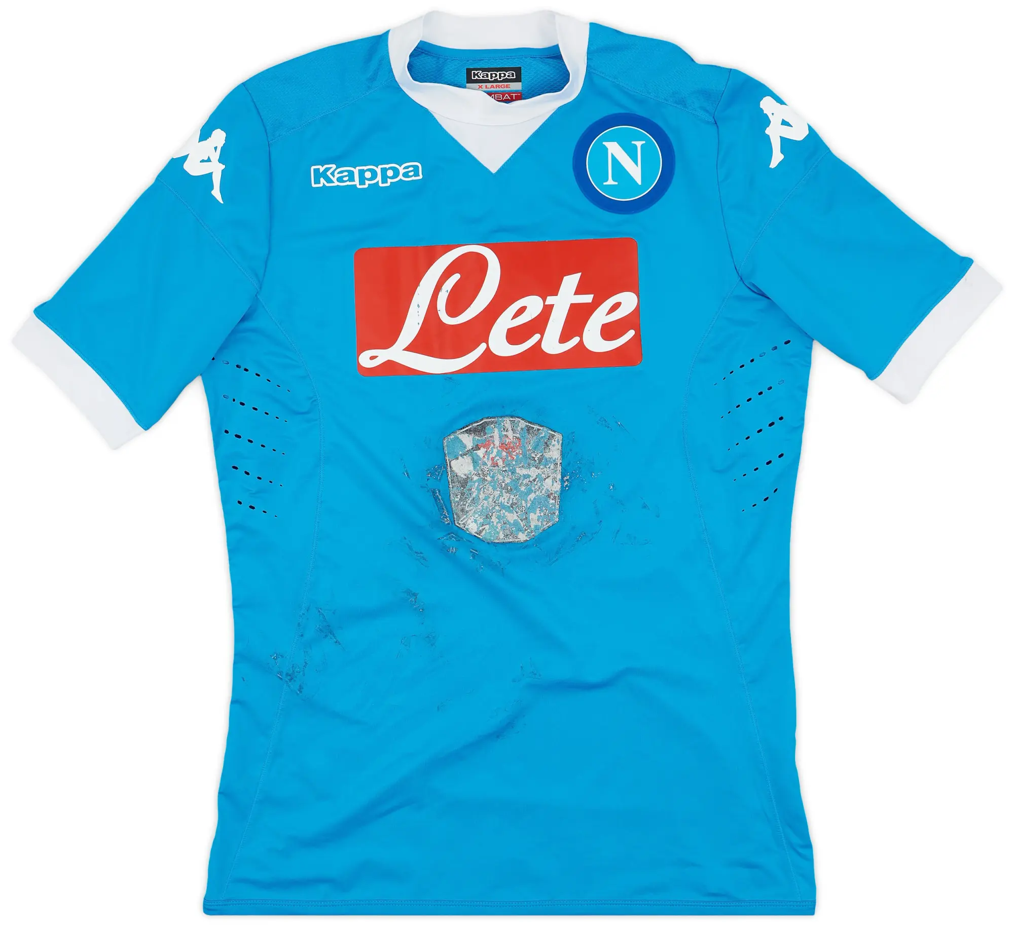 Kappa 2015-16 Napoli Authentic Home Shirt - 4/10 - (XL)