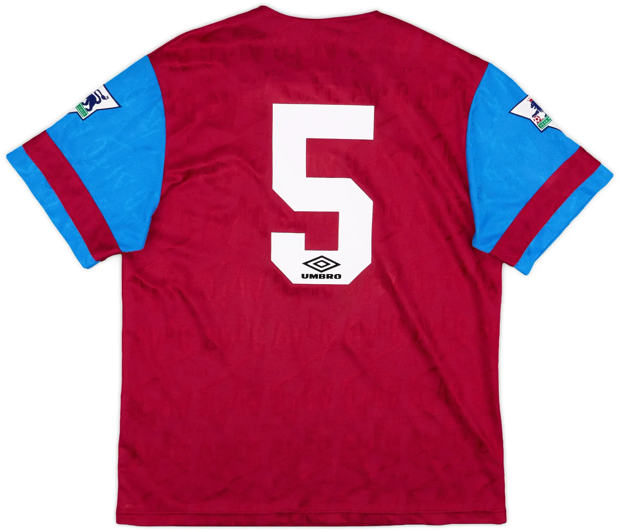 Umbro 1992-93 Aston Villa Home Shirt #5 (McGrath) - 8/10 - (L)