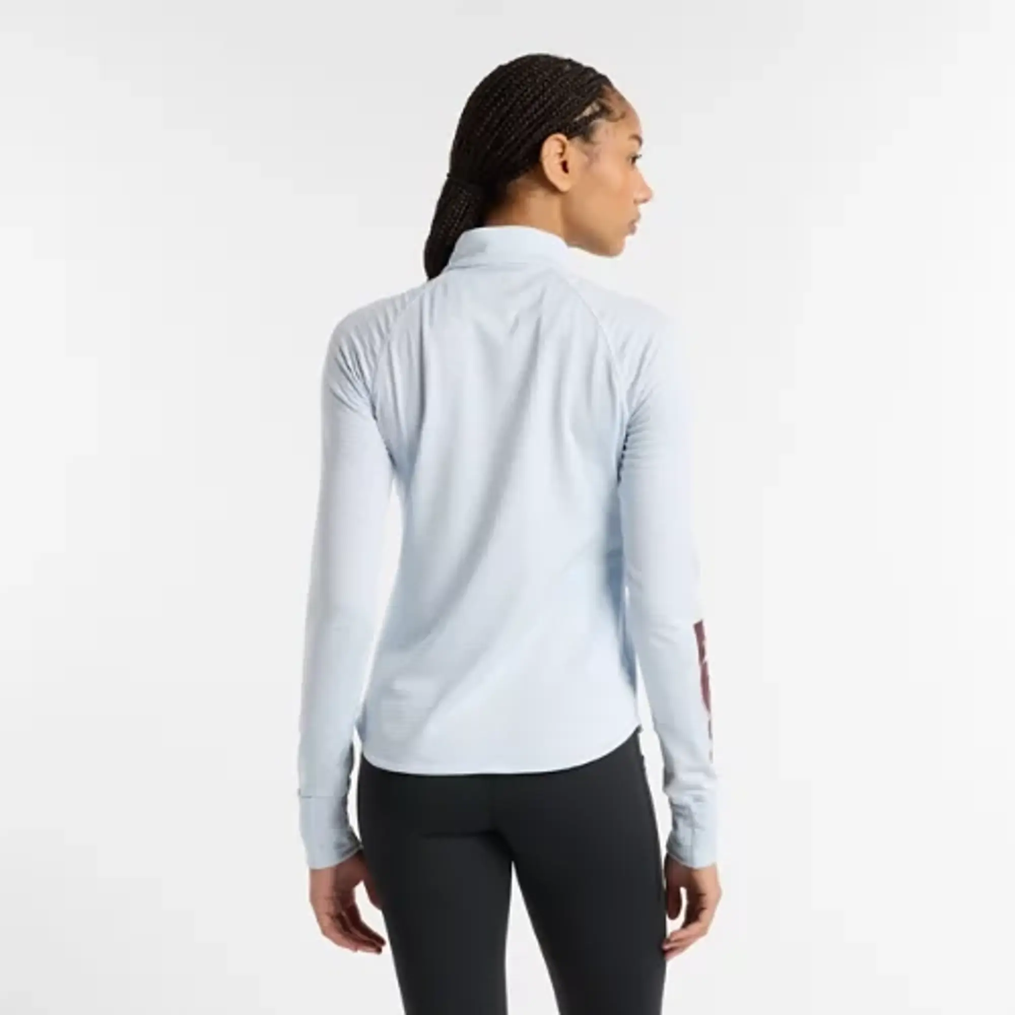 New Balance Women's London Edition Athletics Heat Grid Half Zip in Blue Poly Knit