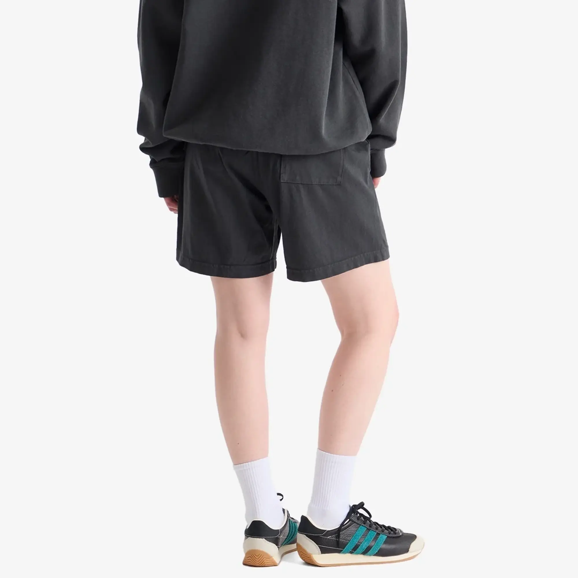 Sporty & Rich Women's California Gym Shorts Faded Black Spring Green/White