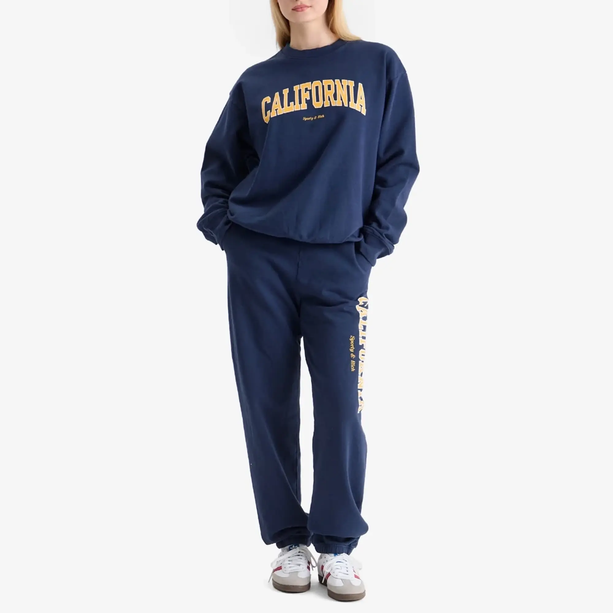 Sporty & Rich Women's California Sweatpant Navy Gold/White