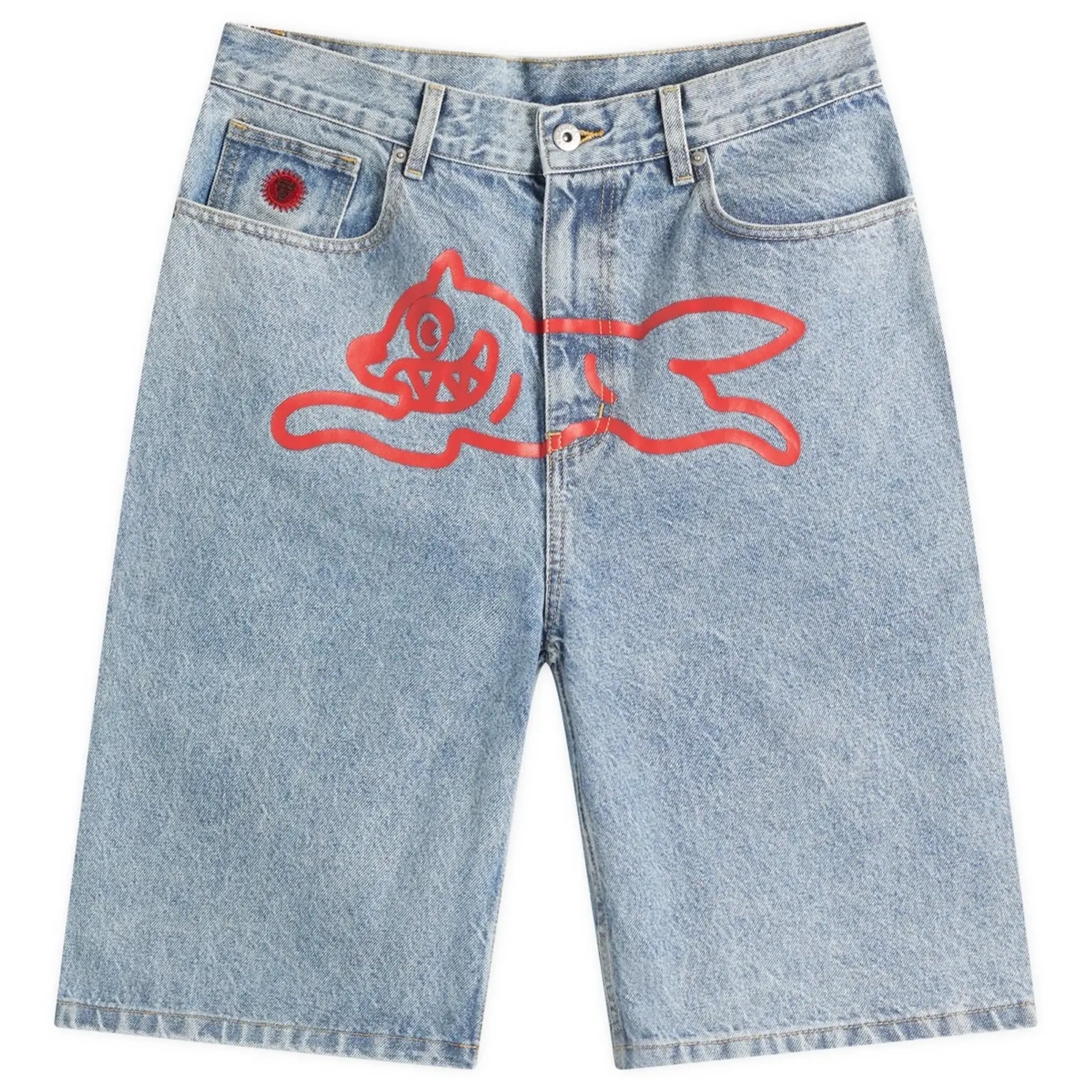 ICECREAM Men's Running Dog Denim Shorts Light Wash Blue