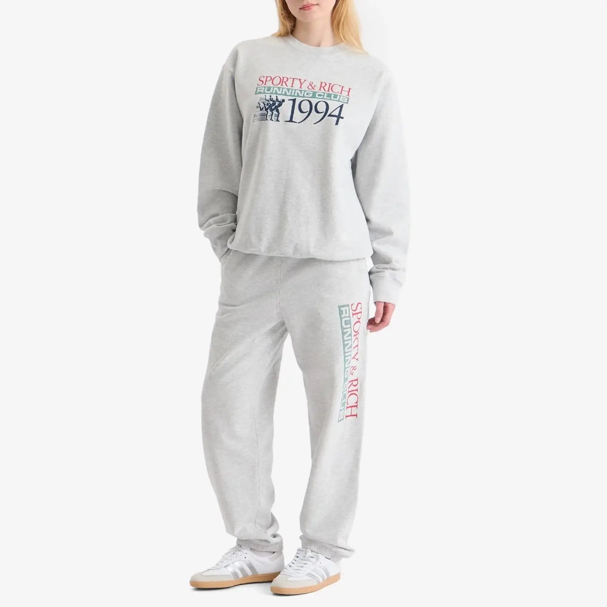 Sporty & Rich Finish Line Sweatpant Unisex Heather Gray/ Lava/ Alpine/ Navy L