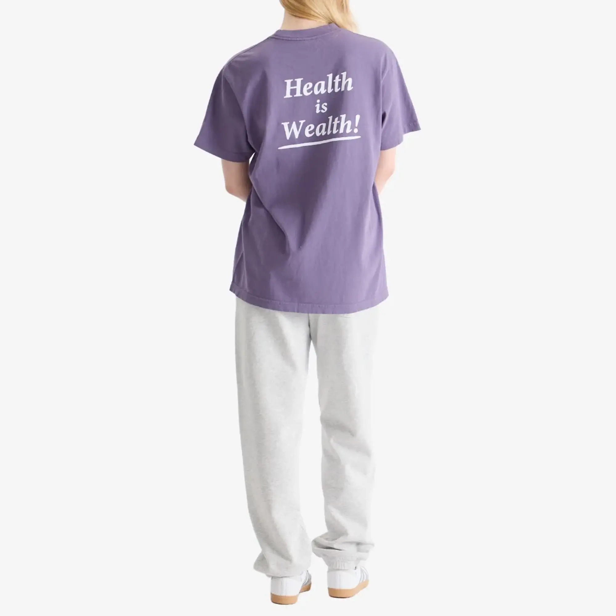 T-Shirt Sporty & Rich Health Is Wealth T-Shirt Unisex Dusty Grape/ White Xs
