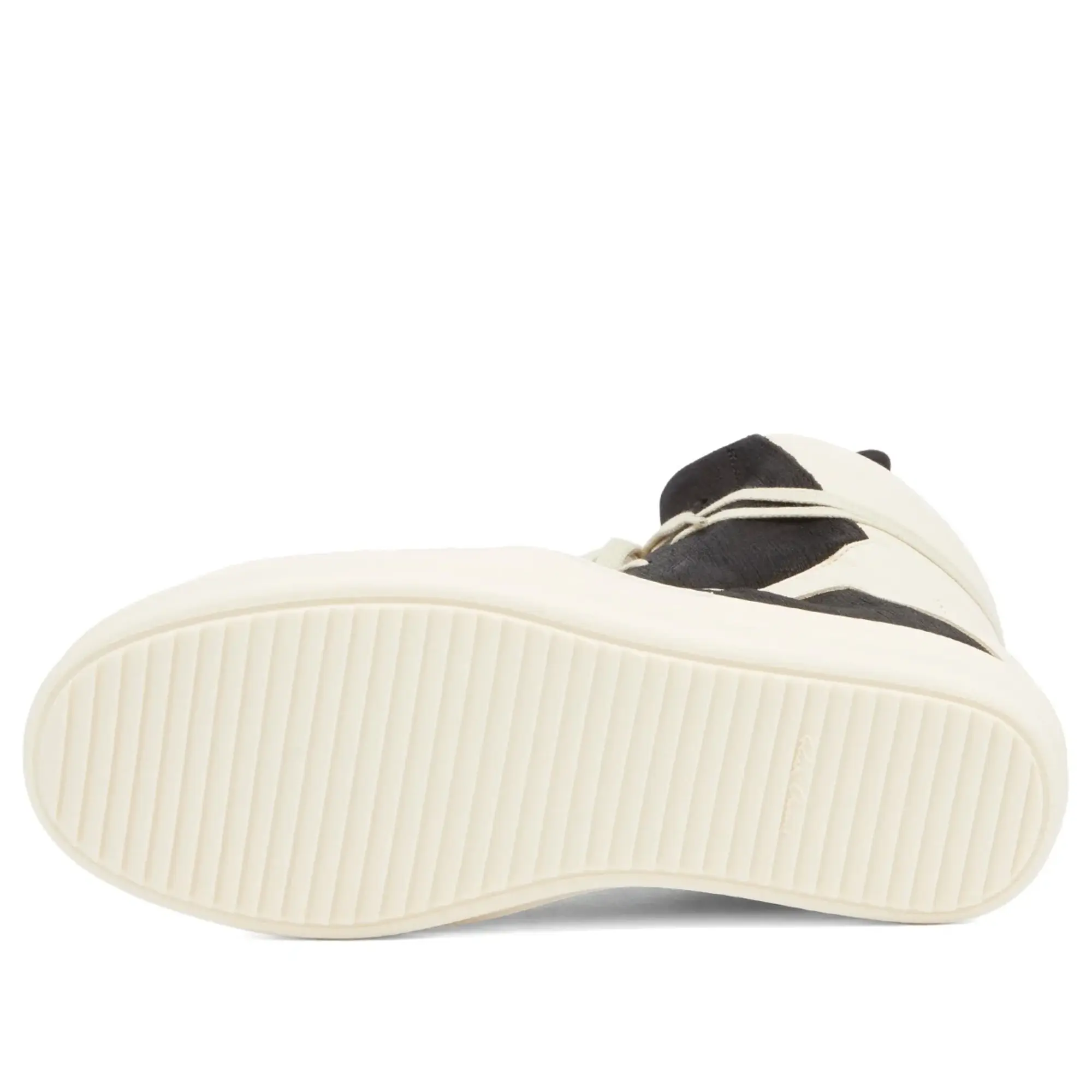 Rick Owens Men's Full Grain Leather Geobasket Sneakers Black/Milk