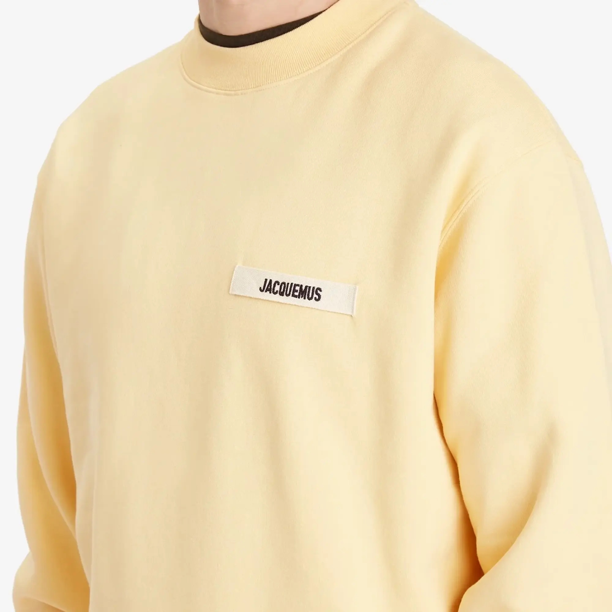 Jacquemus Men's Grosgrain Patch Logo Sweatshirt Light Beige 2