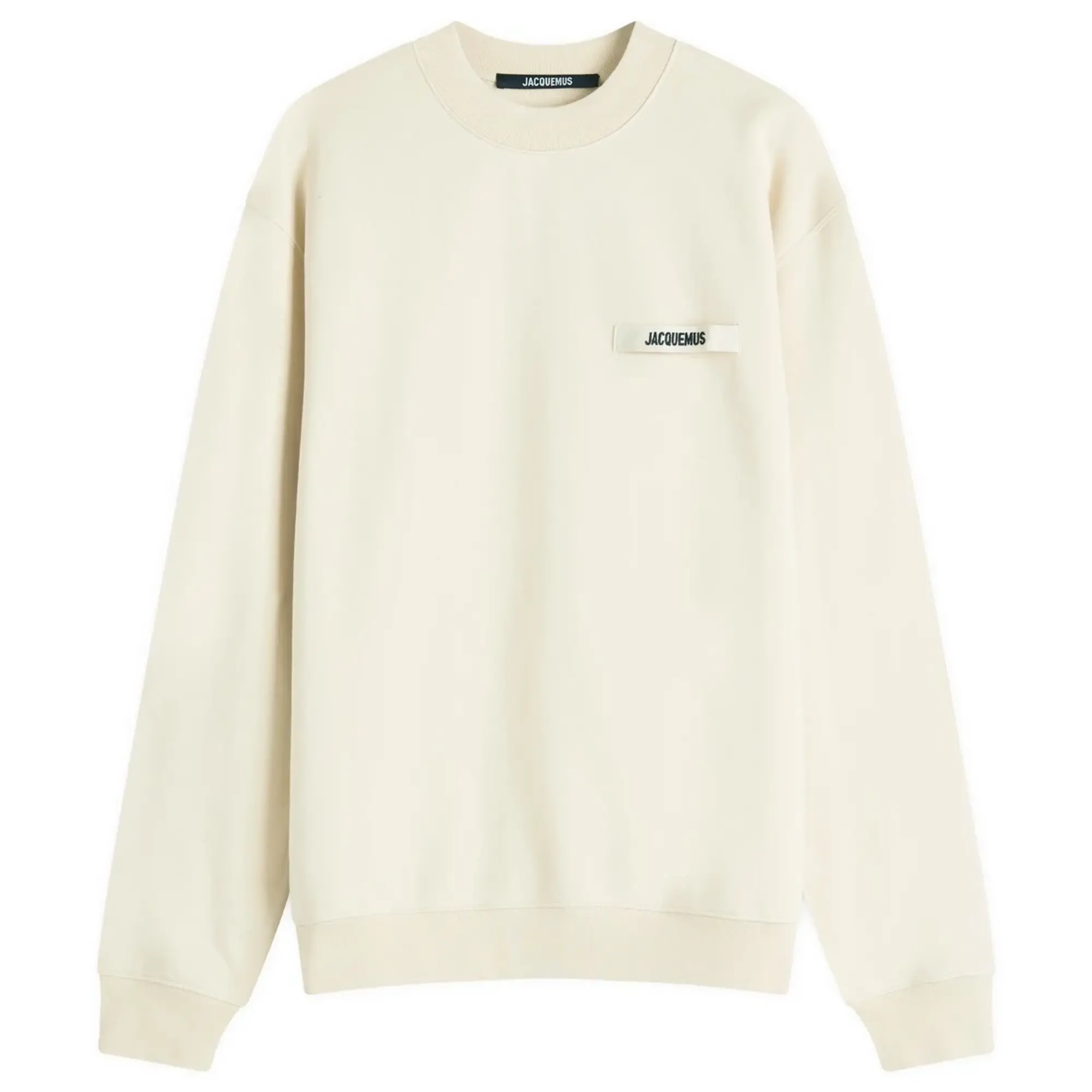 Jacquemus Men's Grosgrain Patch Logo Sweatshirt Beige