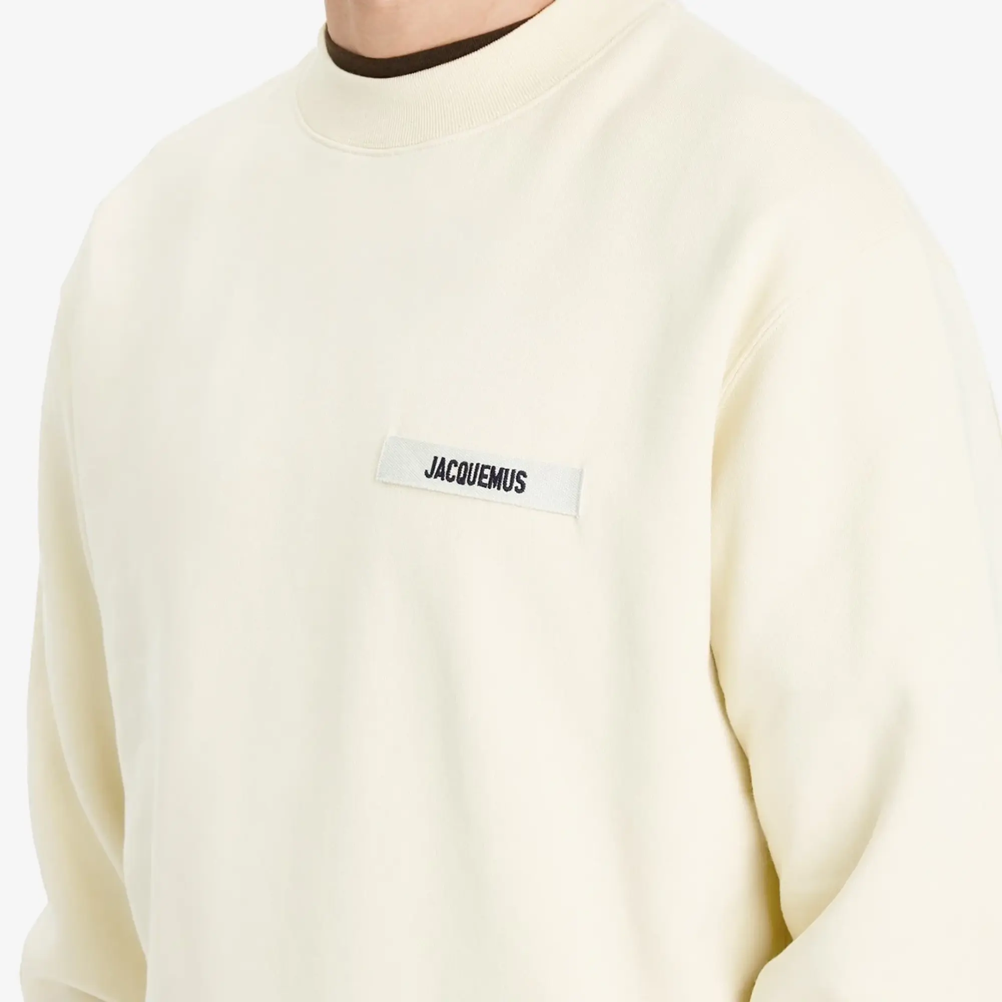 Jacquemus Men's Grosgrain Patch Logo Sweatshirt Beige