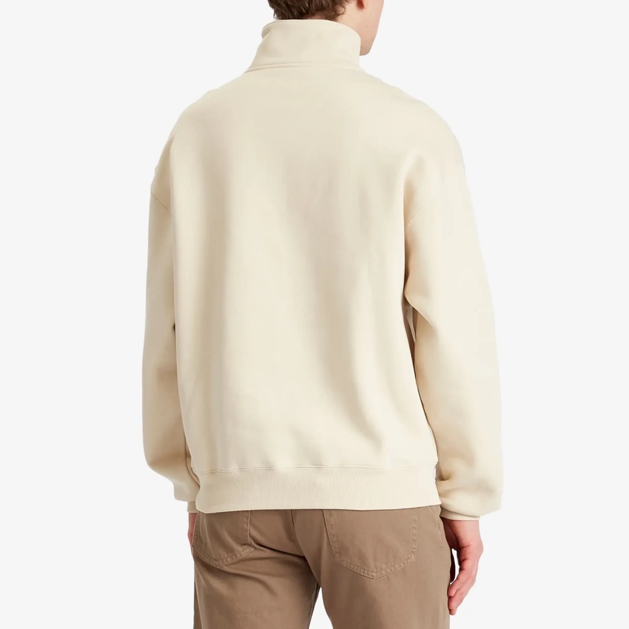 Jacquemus Men's Grosgrain Patch Logo Half Zip Sweatshirt Beige 2