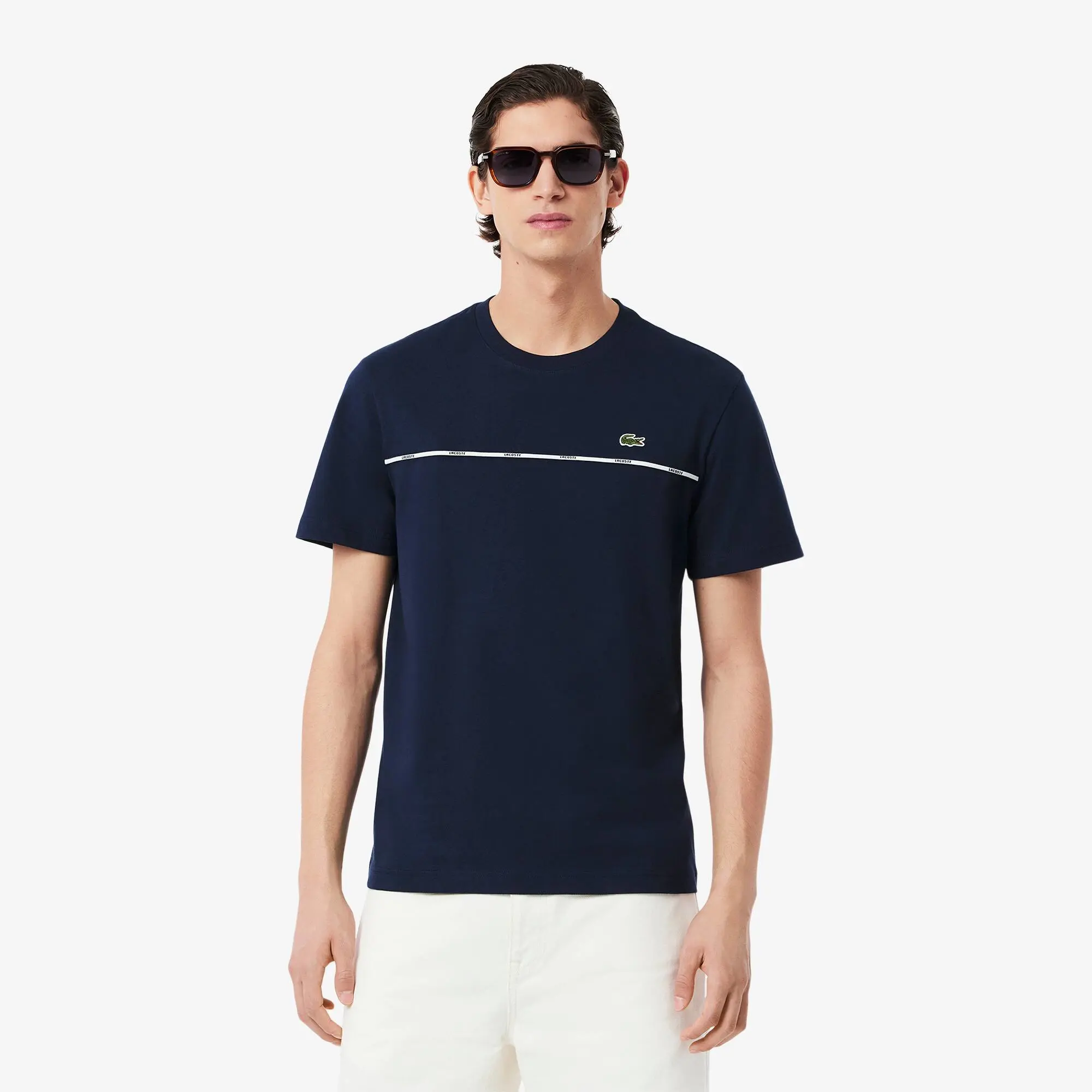 Lacoste Trim Cotton Jersey T-shirt - Midnight Blue