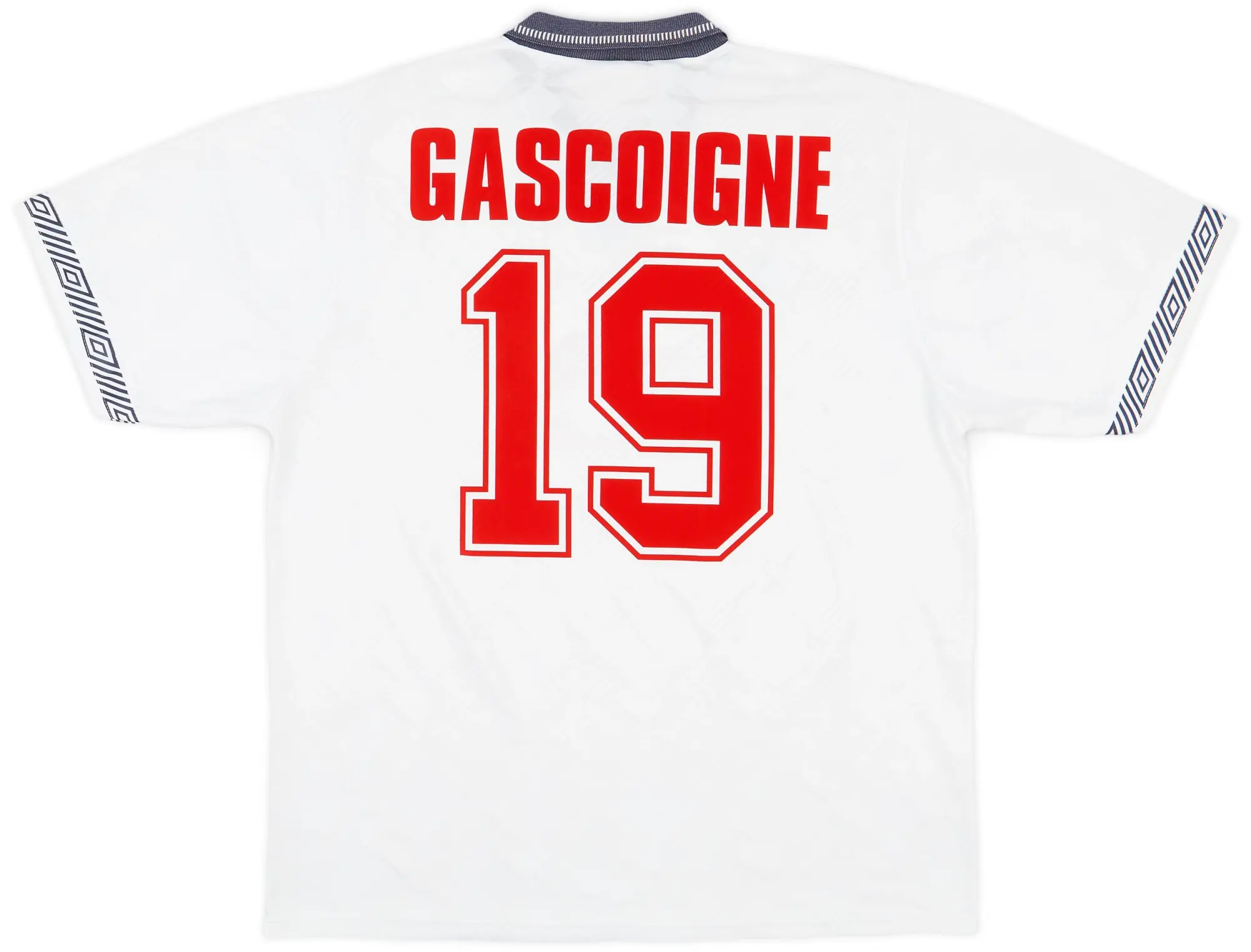Umbro 1990-92 England Home Shirt Gascoigne #19 - 7/10 - (L)