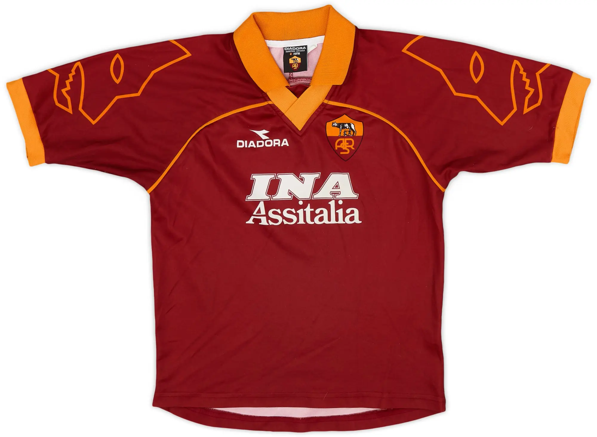 Diadora 1999-00 Roma Home Shirt - 8/10 - (L.Boys)