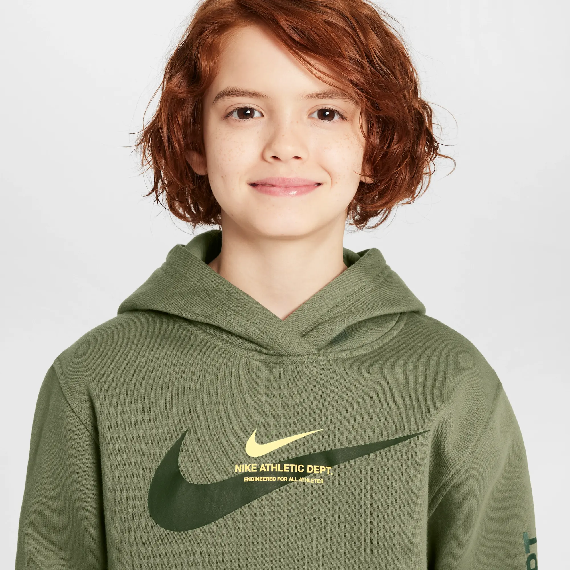 Nike Sportswear Older Kids' Fleece Pullover Hoodie - Green - Cotton/Polyester