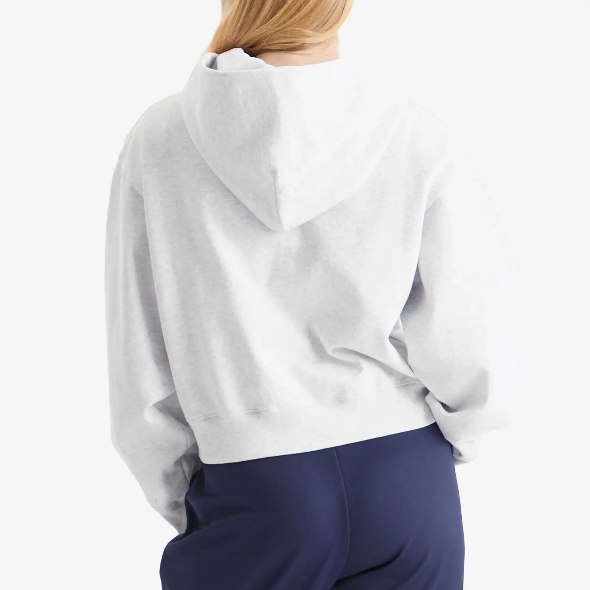 Sporty & Rich Women's Emblem Cropped Zipped Hoodie Heather Gray Navy