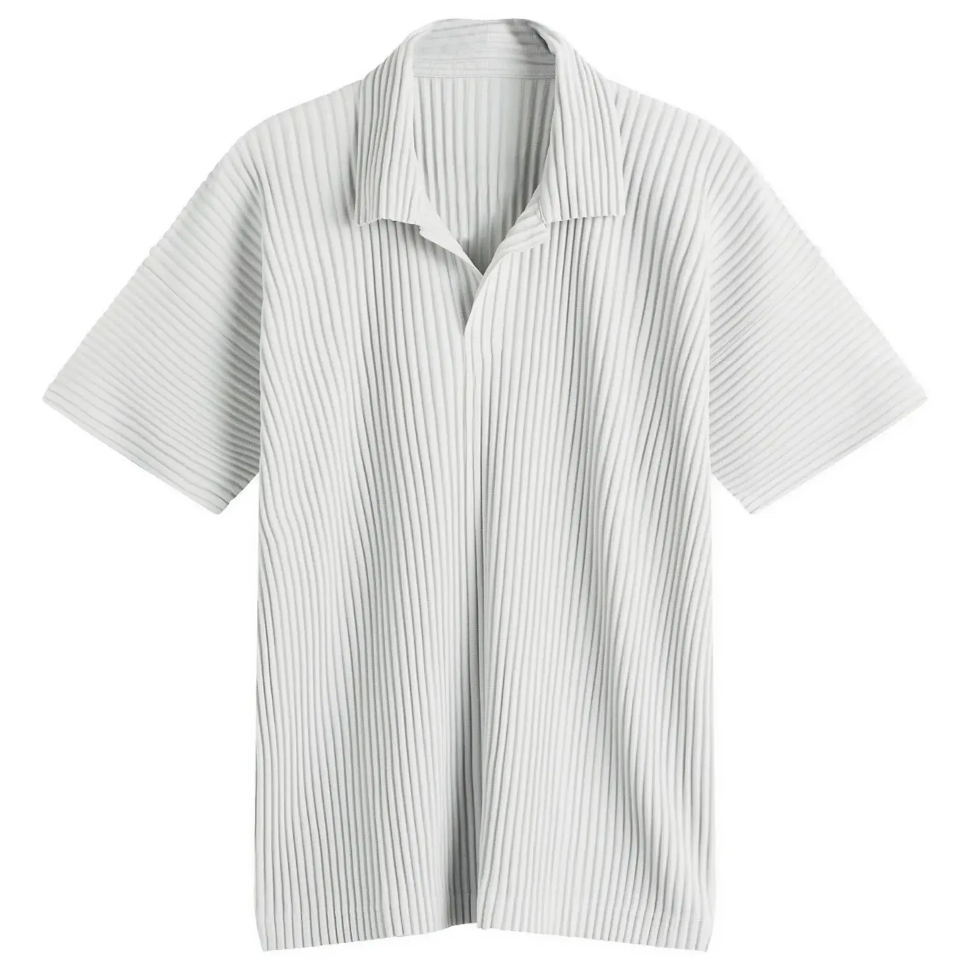 Homme Plissé Issey Miyake Men's Pleated Polo Shirt Grey