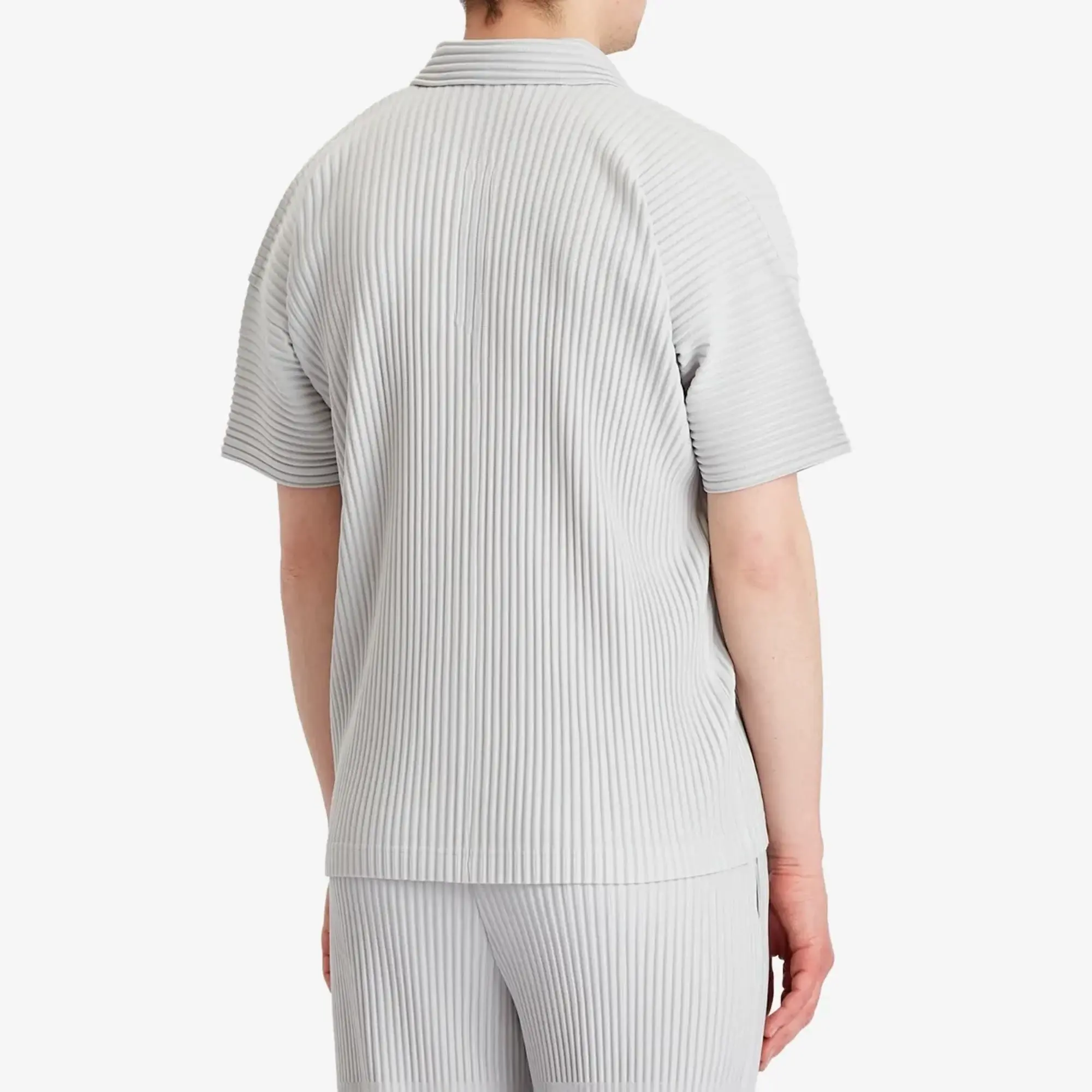 Homme Plissé Issey Miyake Men's Pleated Polo Shirt Grey