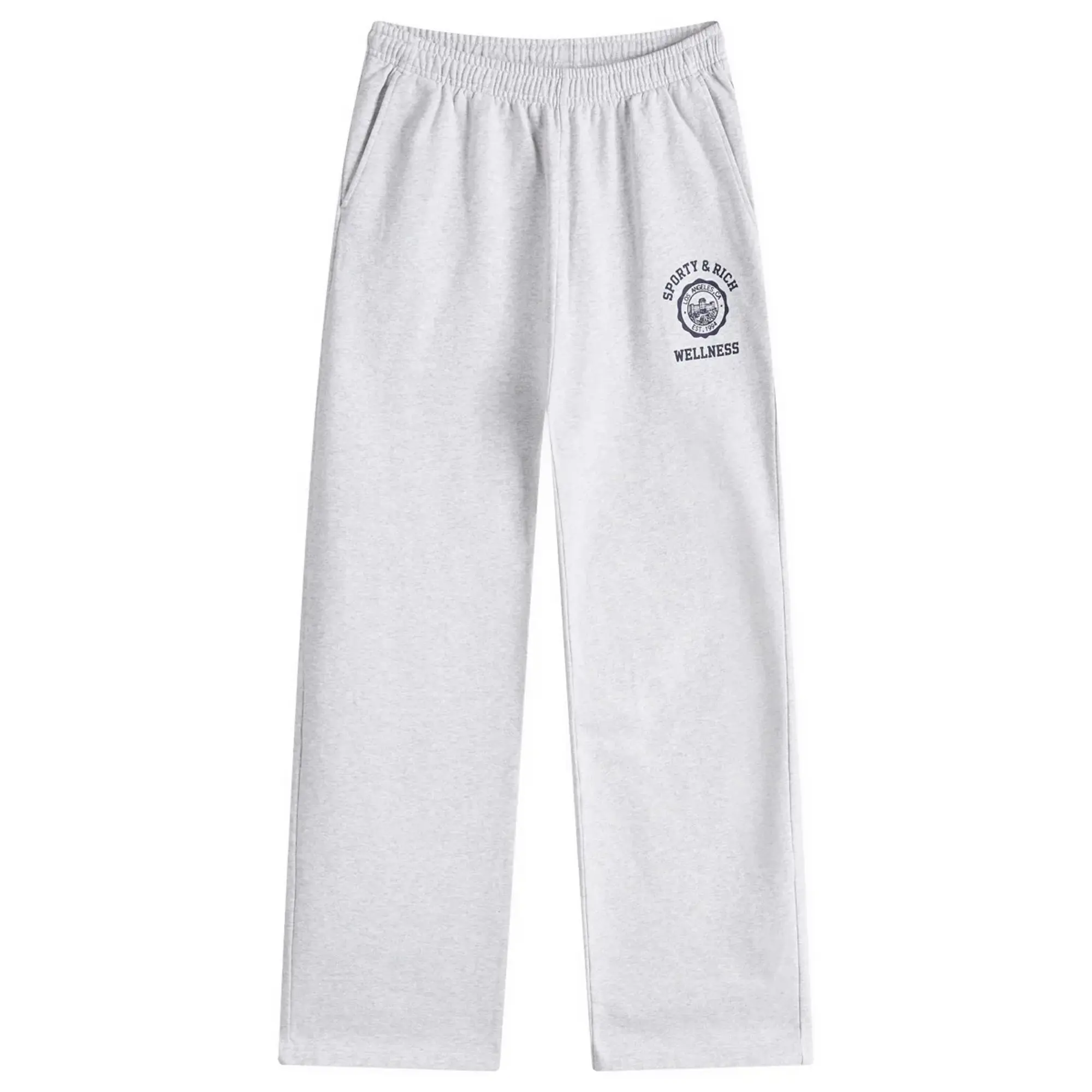 Sporty & Rich Women's Emblem Straight Leg Sweatpants Heather Gray Navy