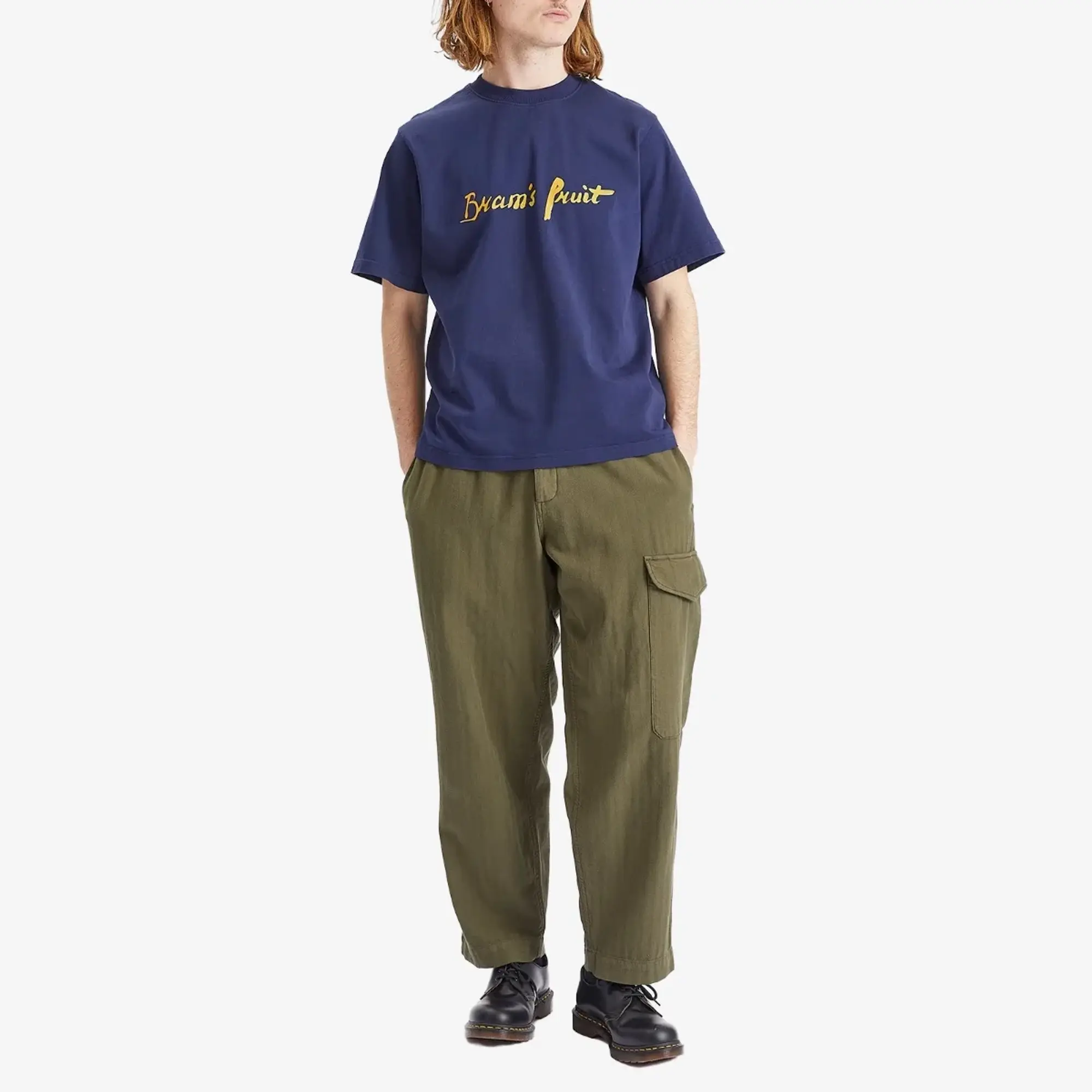 Bram's Fruit Men's Mum's Script Logo T-Shirt Navy