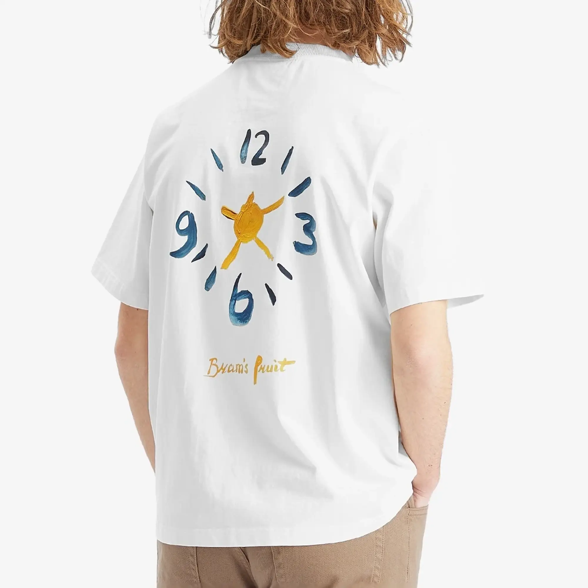 Bram's Fruit Men's Clock Acrylic T-Shirt White