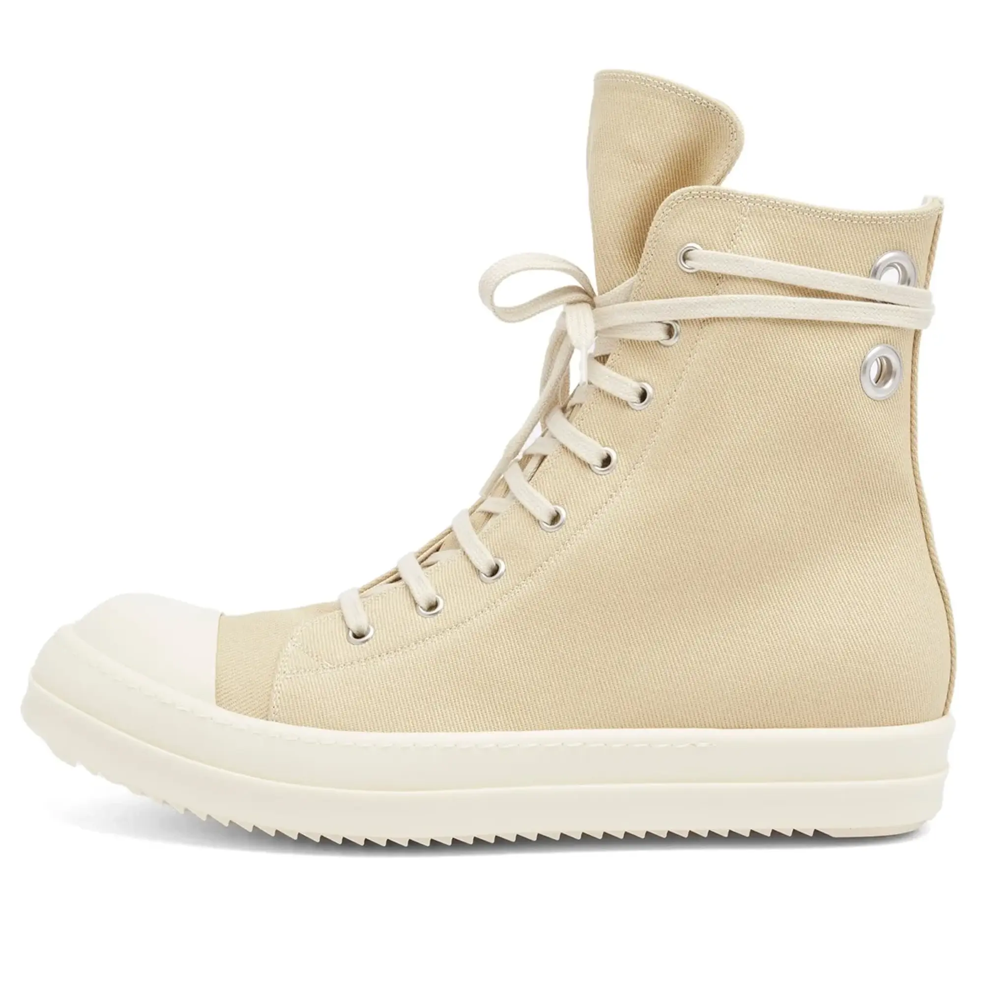 Rick Owens DRKSHDW Men's Denim High Top Sneaks Parchment/Milk/Milk