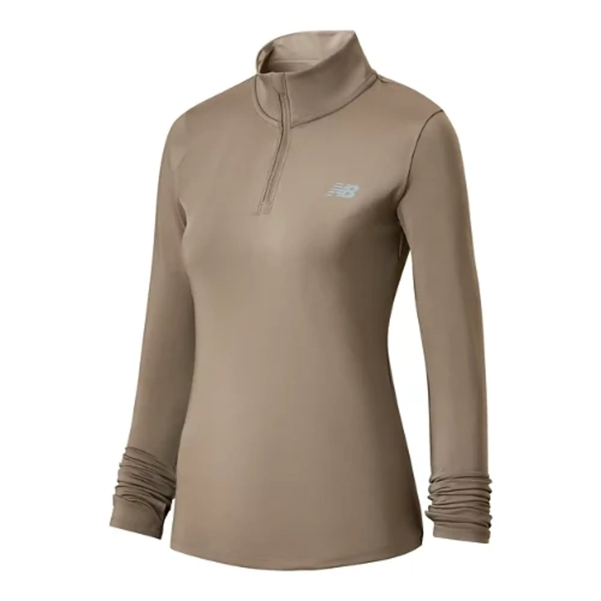 New Balance Women's Script Quarter Zip in Brown Polywoven