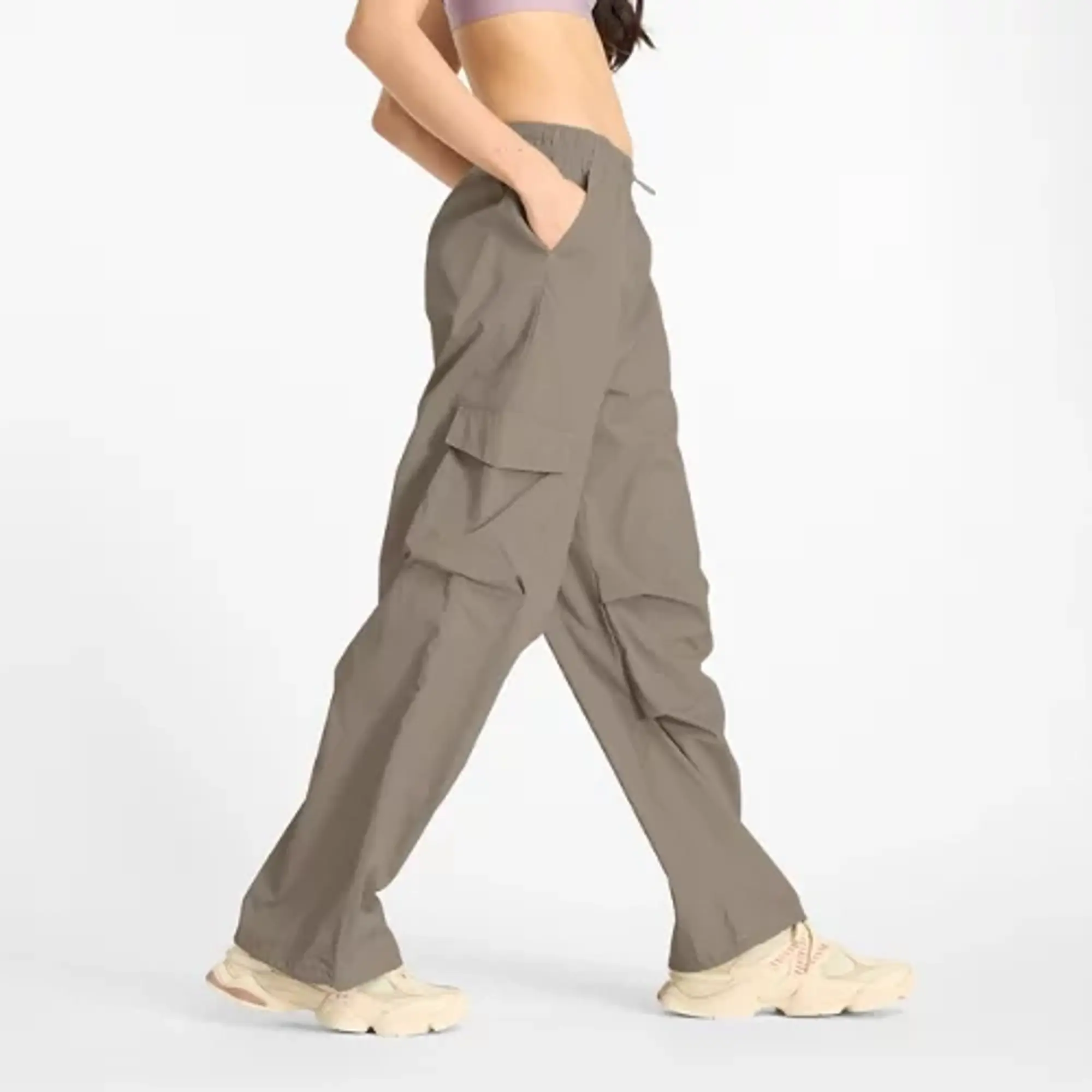 New Balance Women's Nylon Cargo Pant in Brown Polywoven